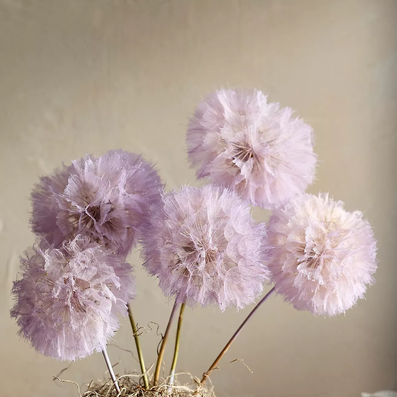 Crafted Botanical Pastel Dandelion Stems, Set of 5