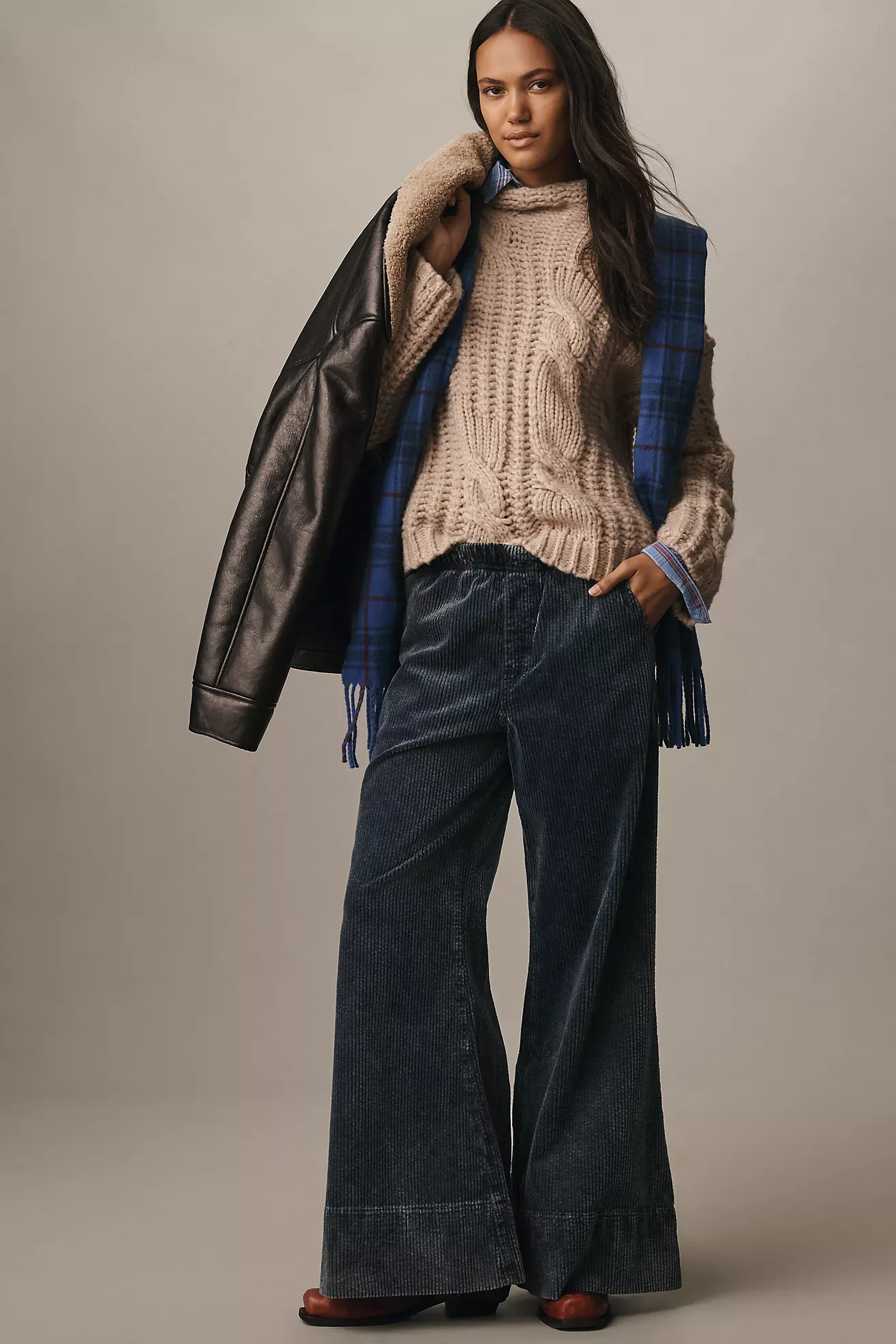 Pilcro Plush Corduroy High-Rise Pull-On Flare Pants