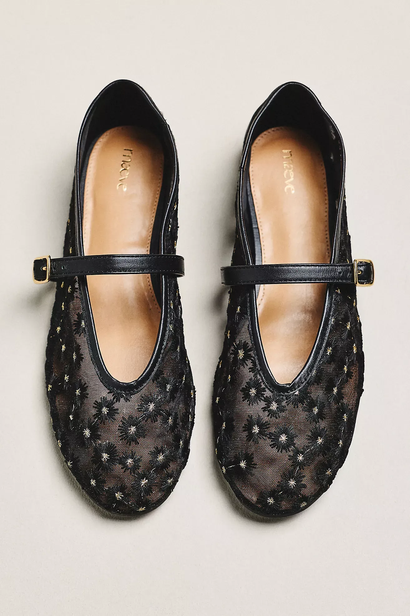Maeve Embroidered Mesh Ballet Flats