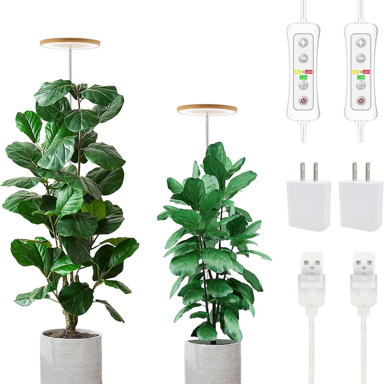 Yadoker Plant Grow Light, Led Growing Light Full Spectrum for Indoor Plants,height Adjustable, Automatic Timer, 5v Low Safe Voltage,idea for Large Plant Light