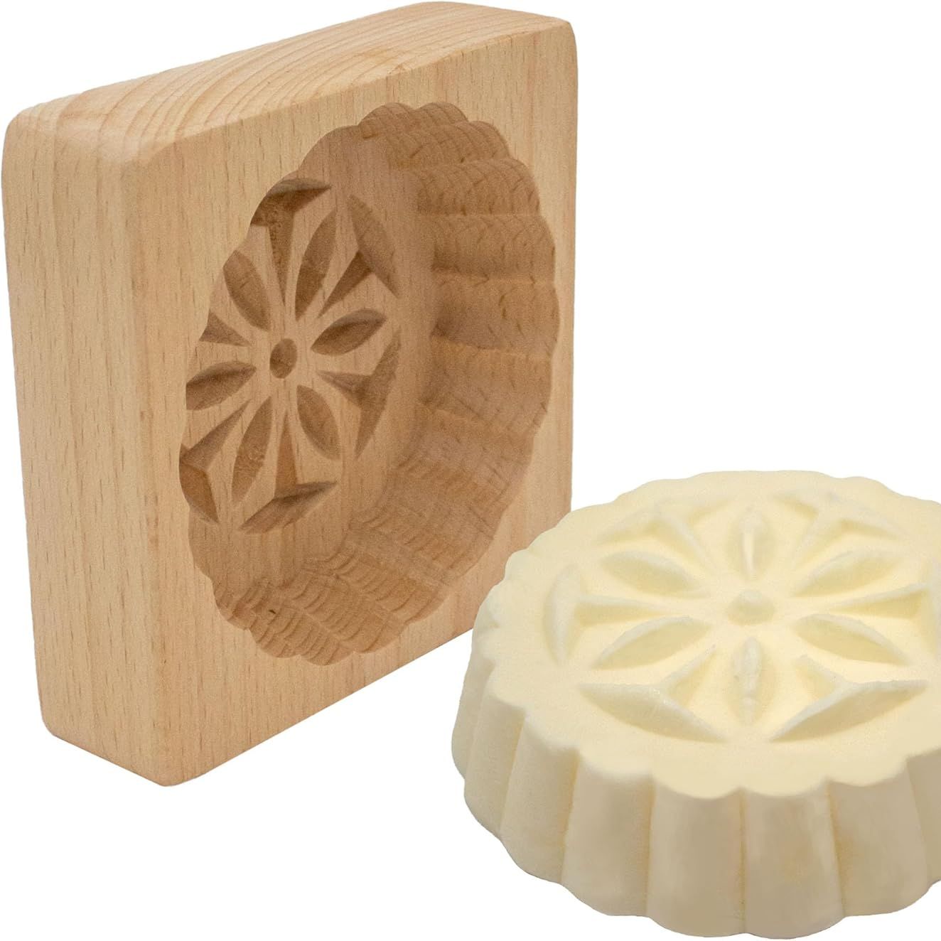 Polart, Flower Butter Mold - Polish Decorative Flower Wooden Molds for Dairy Making Supplies, Homemade Butter Shaper and Wood Kitchen Accessory - Table Decorations at Occasions, Party, &amp;amp; Celebrations