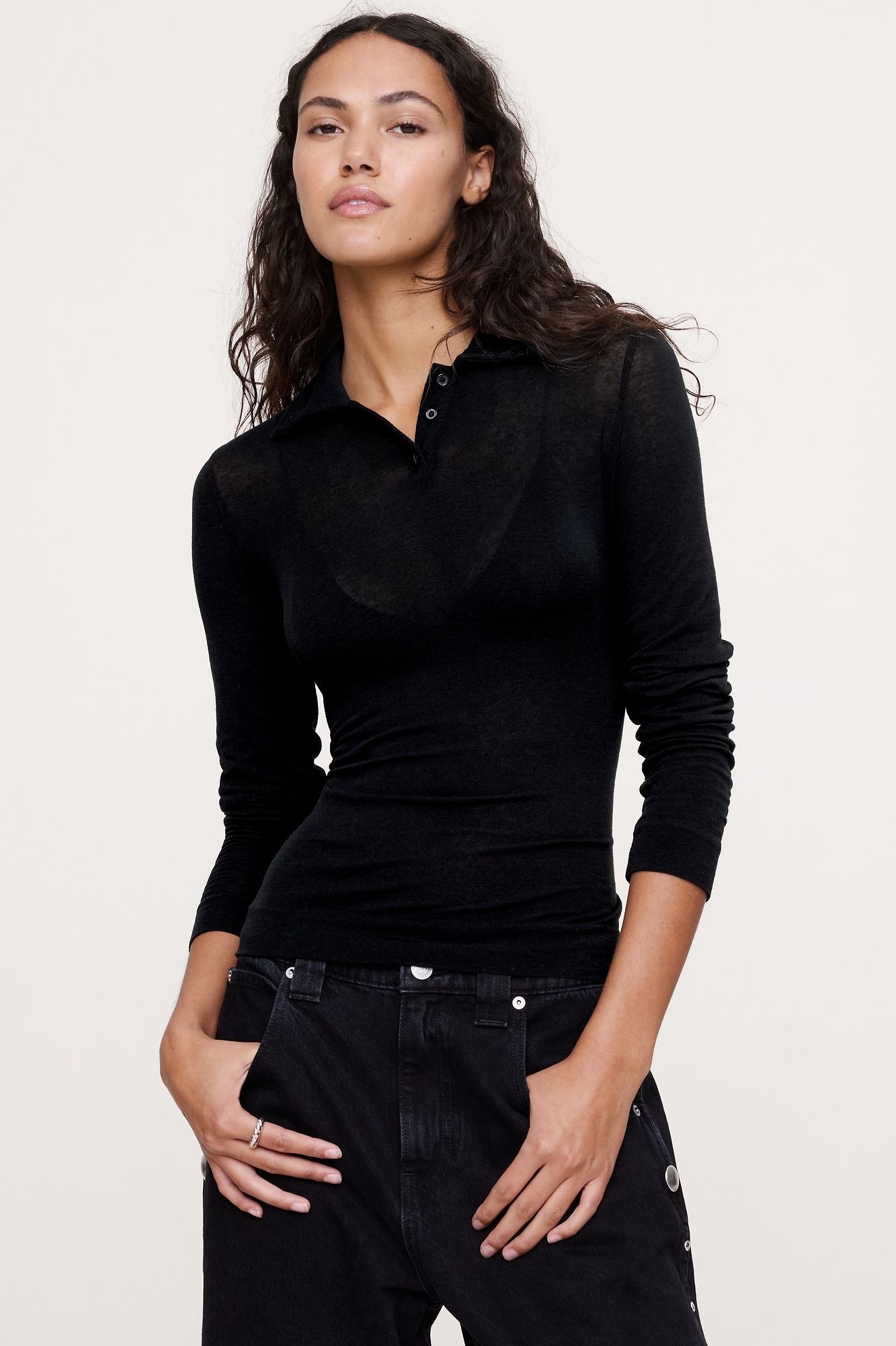 Sheer Lyocell-Wool Polo