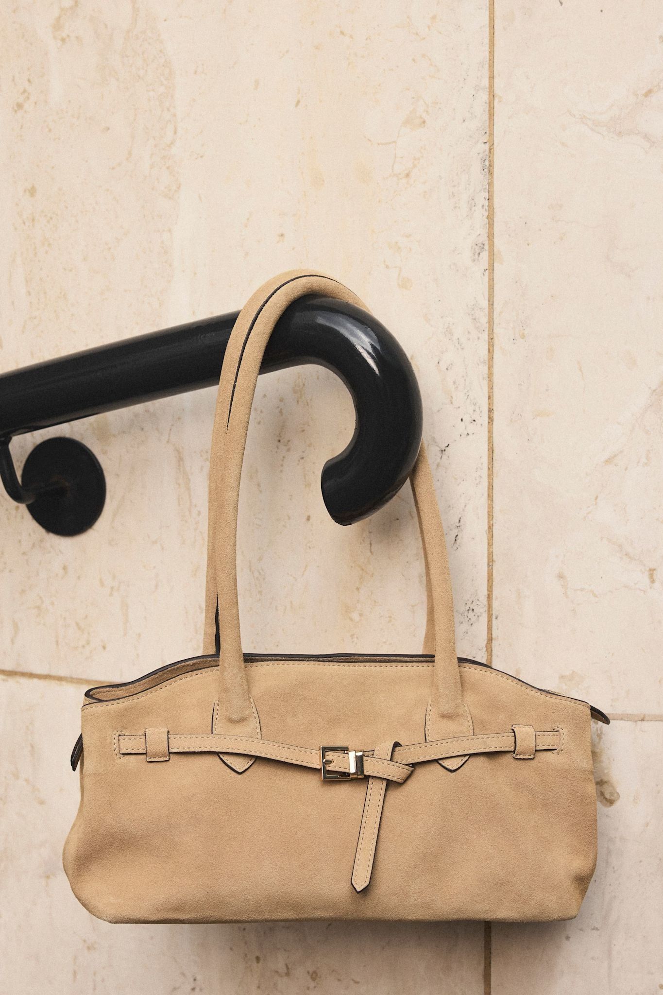 Brooke Neutral Suede Shoulder Bag