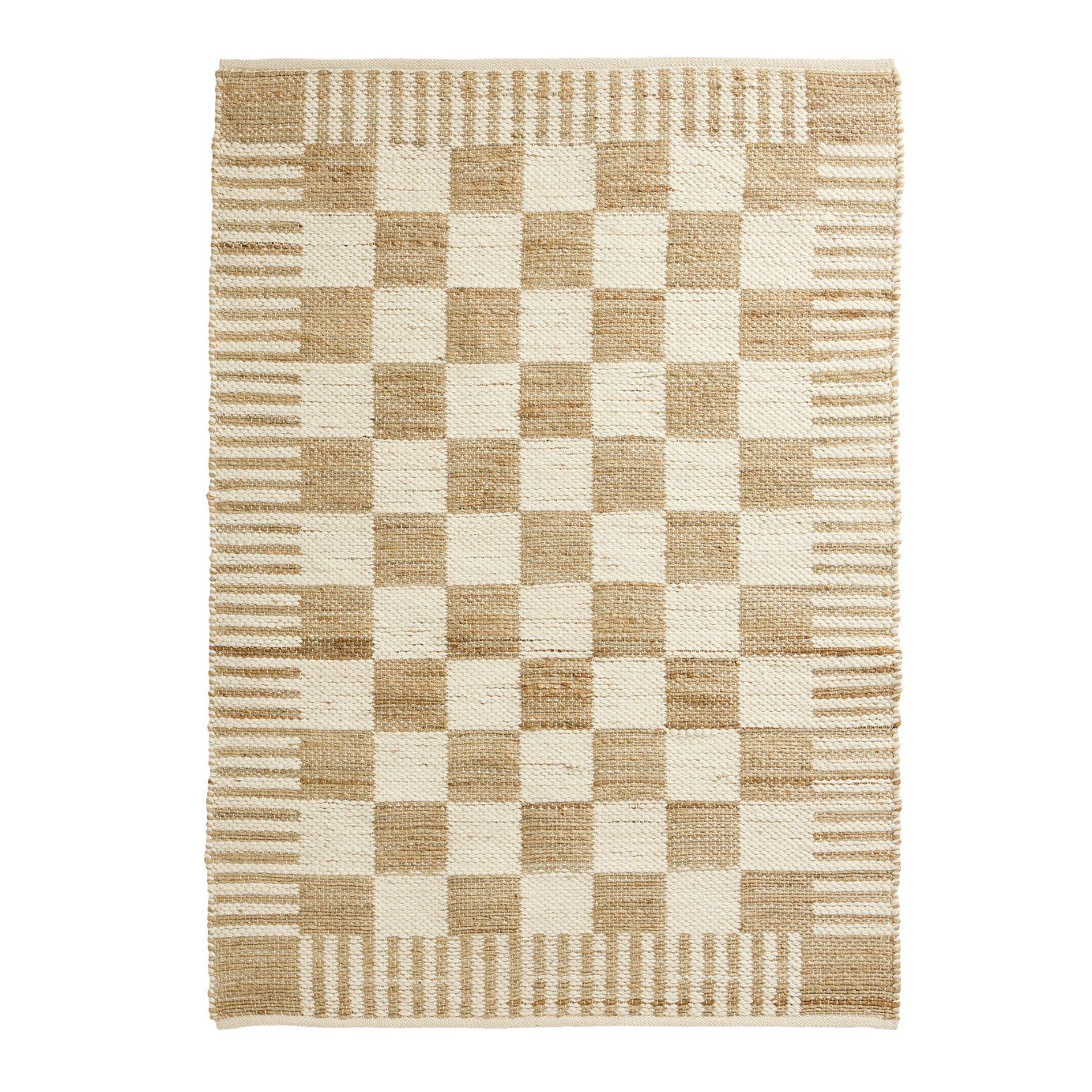 Habitat Archive Checkerboard Natural Flatweave Rug-160x230cm