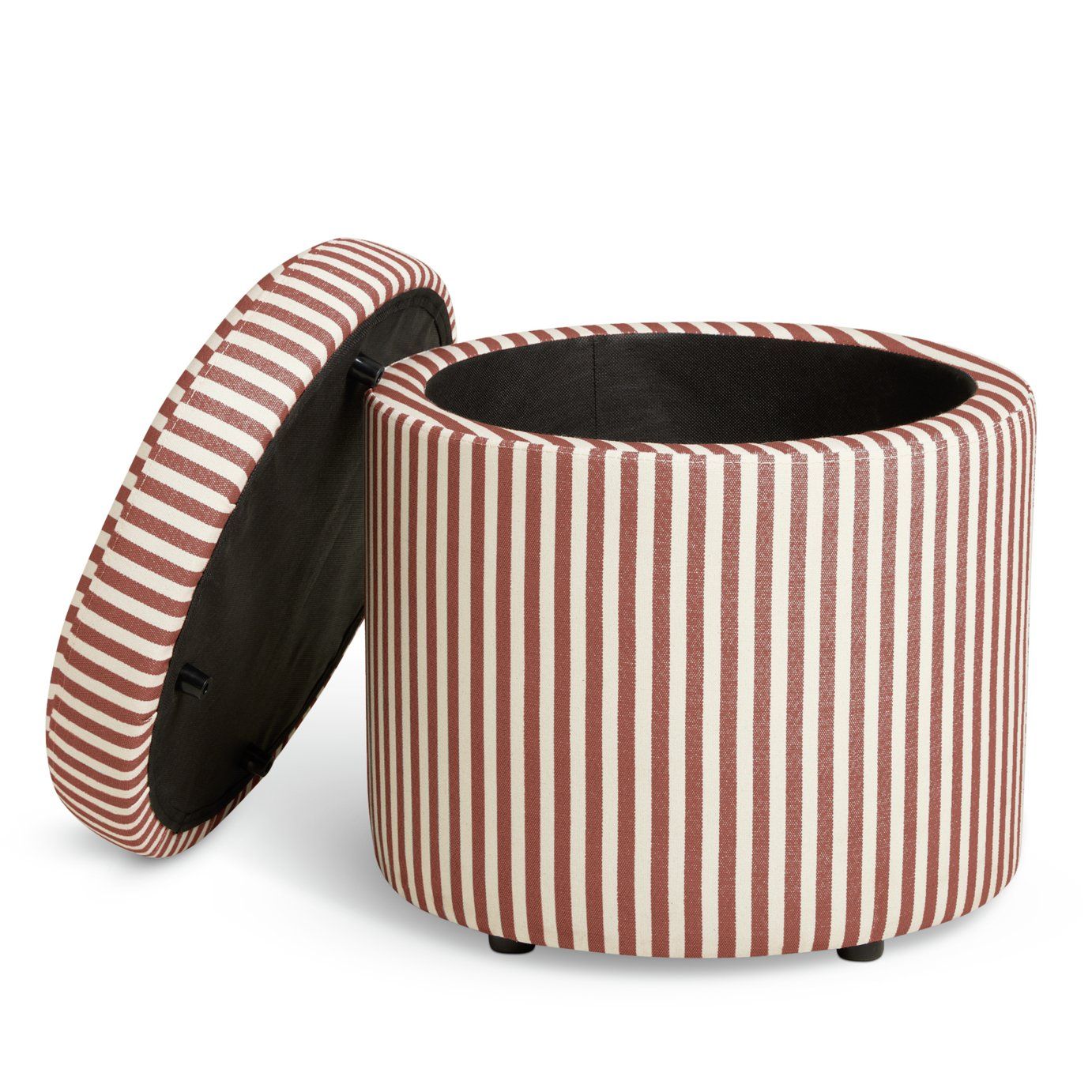 Habitat Leo Fabric Storage Ottoman - Plum Stripe