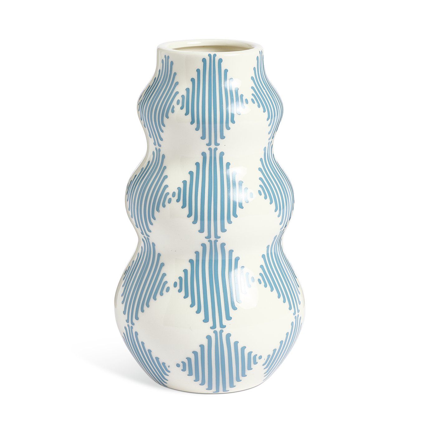 Habitat Harlequin Ceramic Blue Wiggle Vase - 25cm
