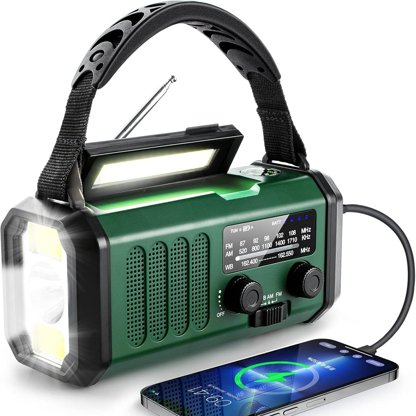 10000mah Hand Crank Emergency Radio, Noaa Weather Radio With Am/fm Solar Radio, Rechargeable Battery, Flashlight &amp;amp; Reading Light, Sos Cell Phone Charger for Christmas Gift Indoor Outdoor Emergencies