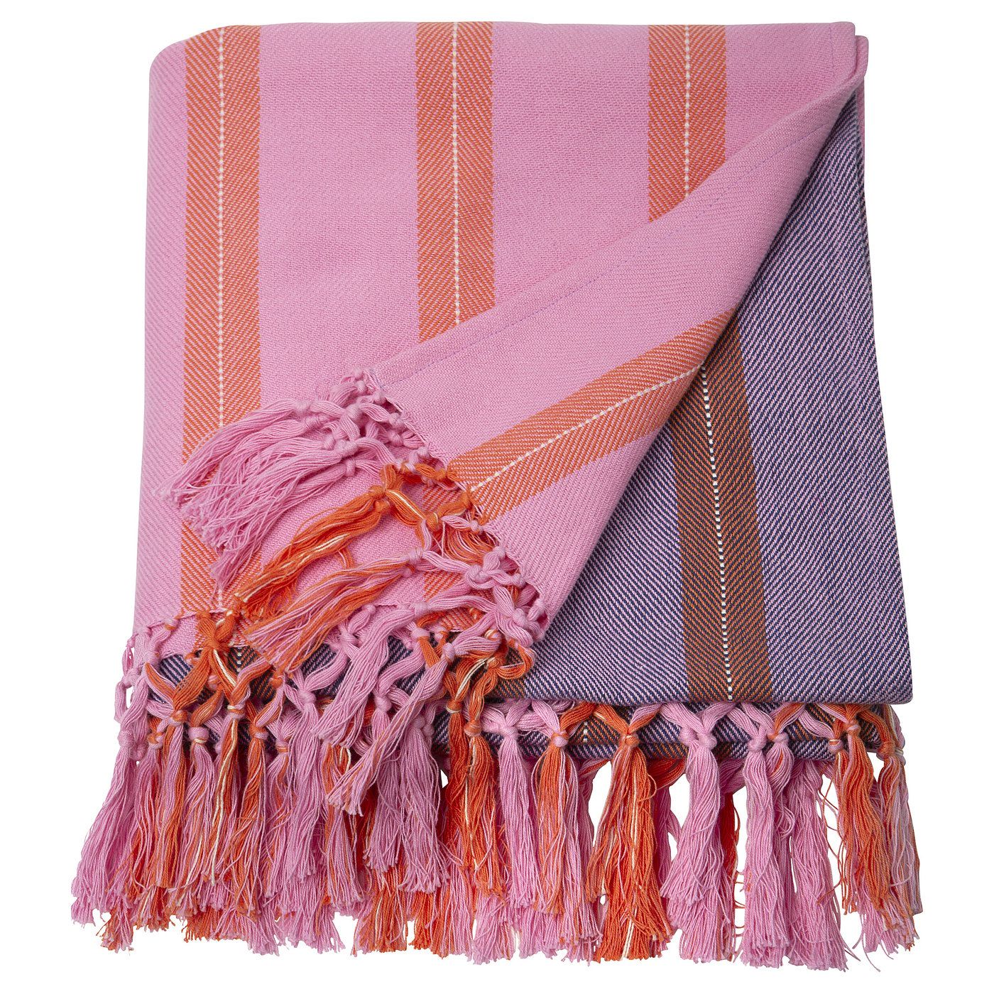 M&amp;Auml;vinn Throw - Pink/orange Stripe 43x67 &quot;