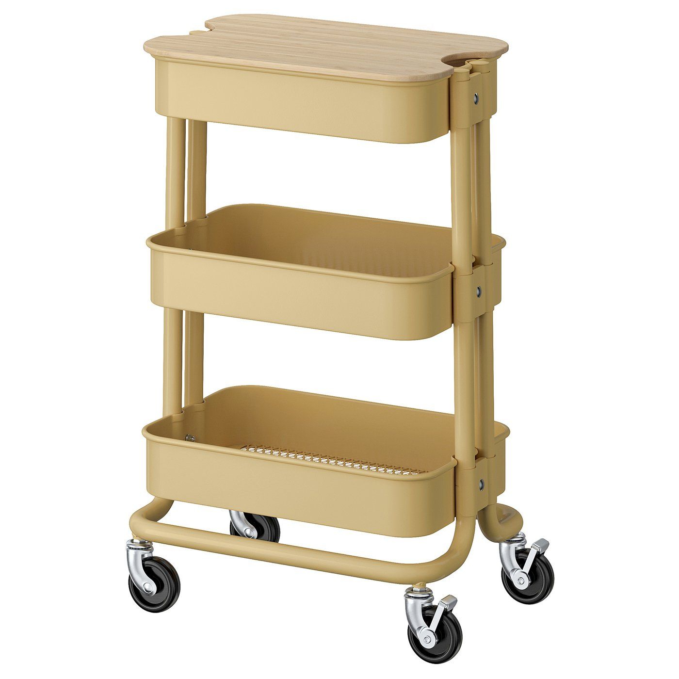 R&amp;Aring;skog / Norr&amp;Aring;va Trolley With Lid - Beige-Yellow 11x15x24 "