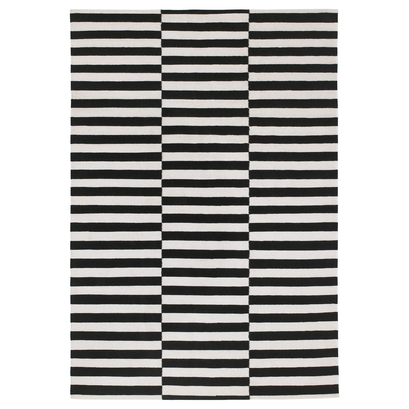 Stockholm Rug, Flatwoven - Handmade/striped Black/off-White 170x240 Cm