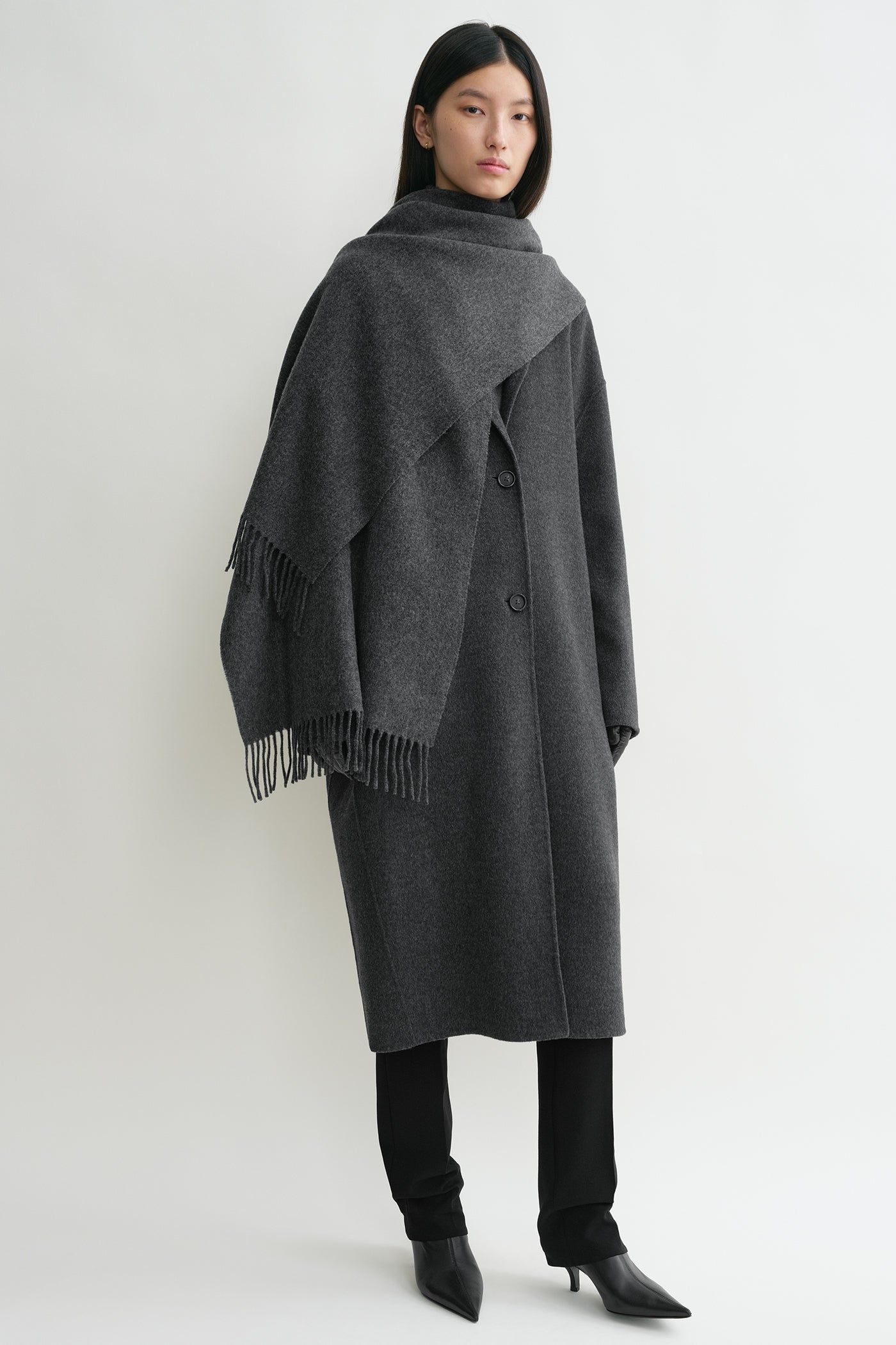 Classic Wool Scarf Dark Grey M&amp;eacute;lange