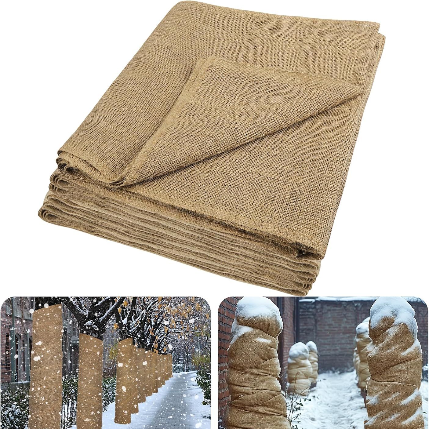 Anphsin 30ftx40in Natural Burlap Plant Covers Freeze Protection - Winter Frost Blankets Cloth Fabric Roll for Outdoor Bushes Trees Potted Plants Cold Weather
