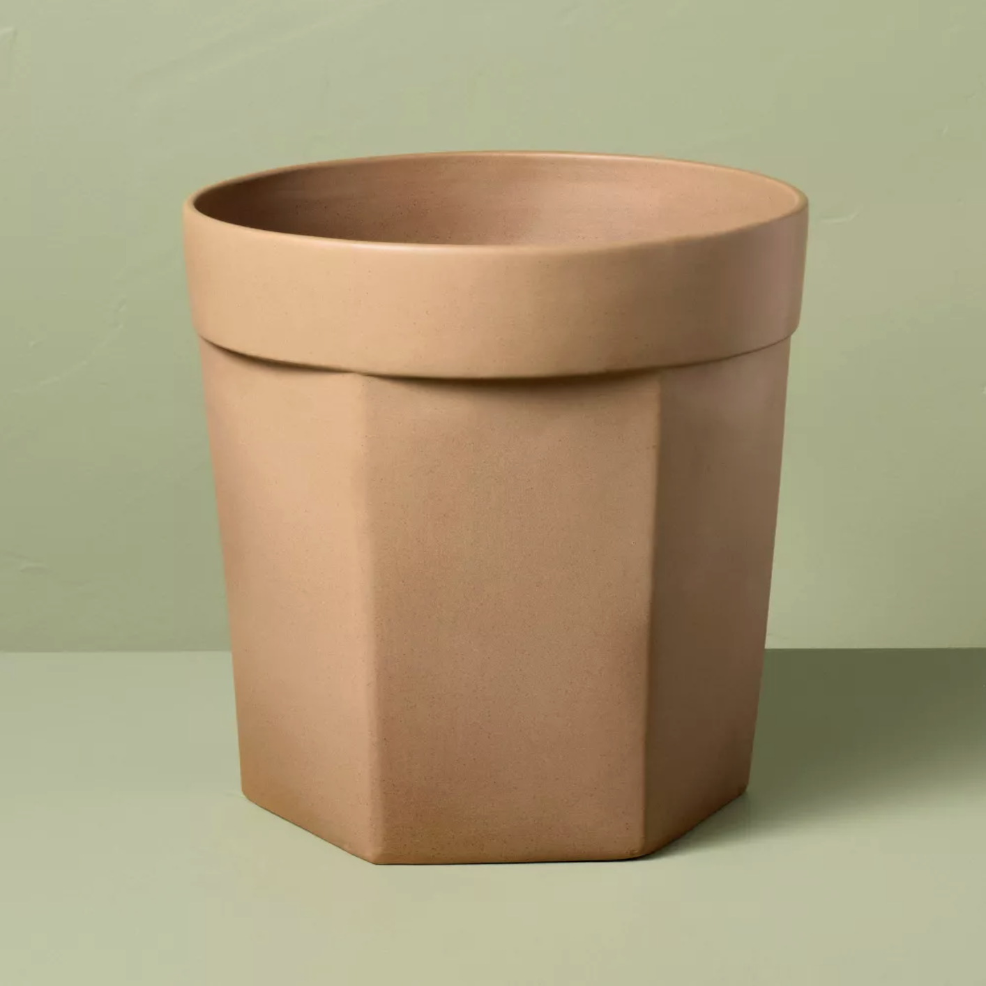 11" Carved Ceramic Planter Pot Macadamia Tan - Hearth &amp;amp; Hand&amp;trade; with Magnolia