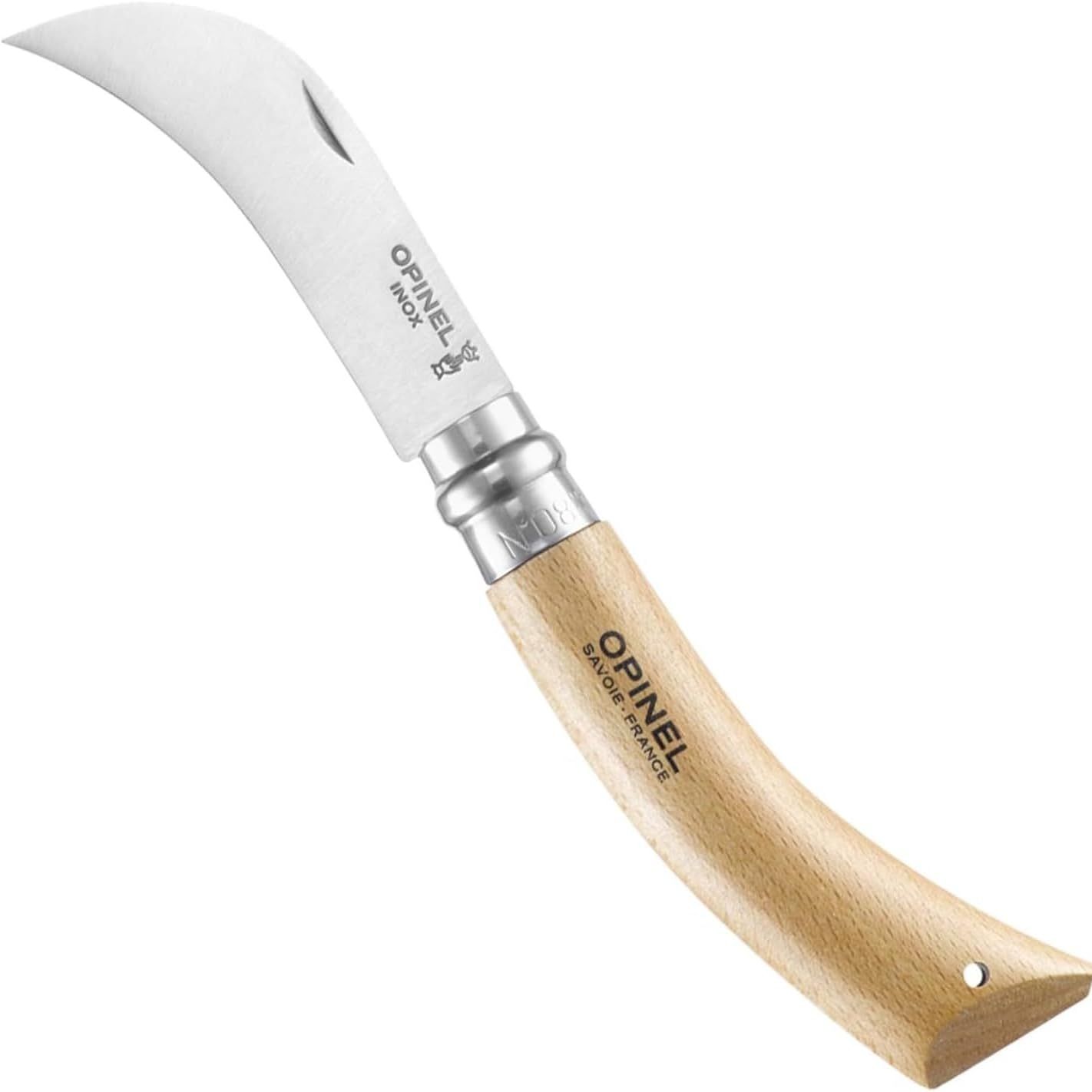 Opinel No. 8 Pruning Folding Knife - Stainless Steel for Pruning, Grafting, Harvesting, Gardening, and Everyday Use