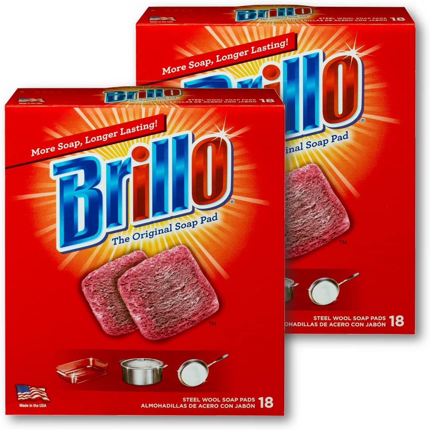 Brillo Steel Wool Soap Pads, Long Lasting, Original Scent Cleaning, 18 Count (original, 18 Count (pack of 1))