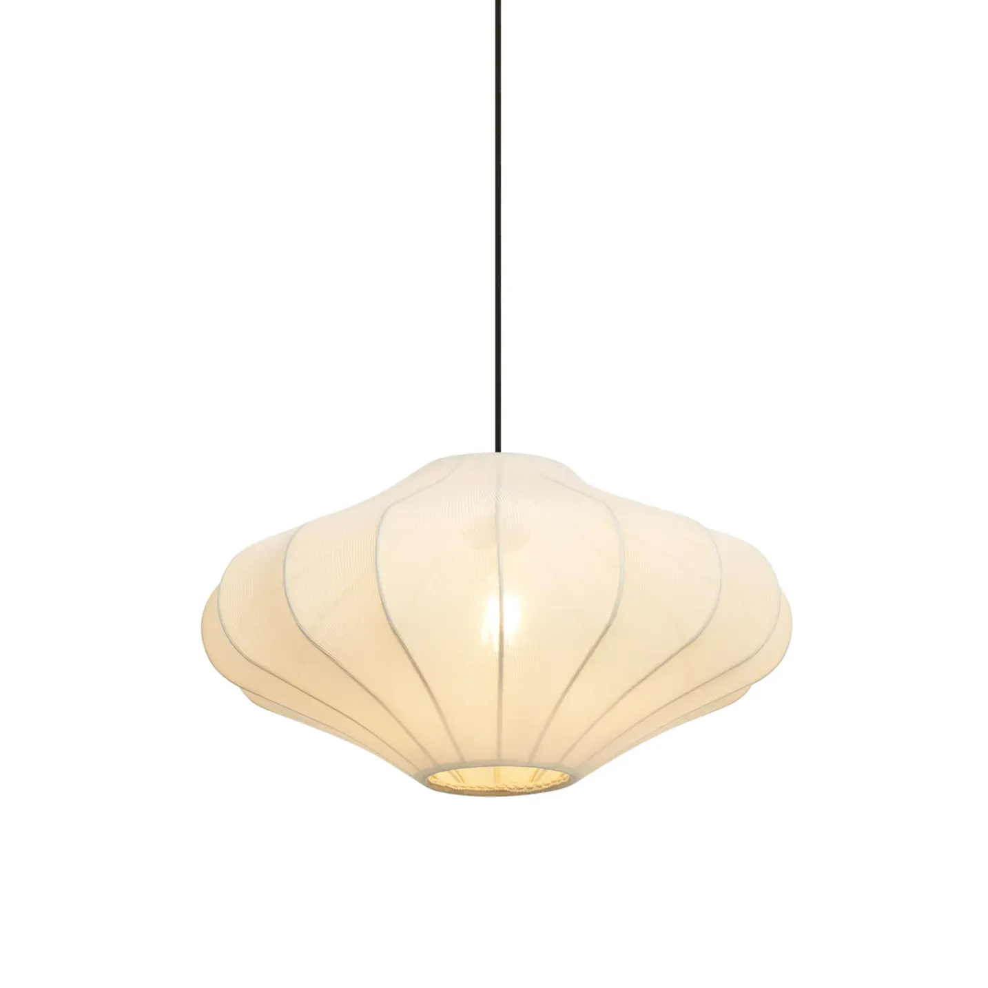 LampandLight, Japandi Pendant Lamp Beige with Fabric Shade