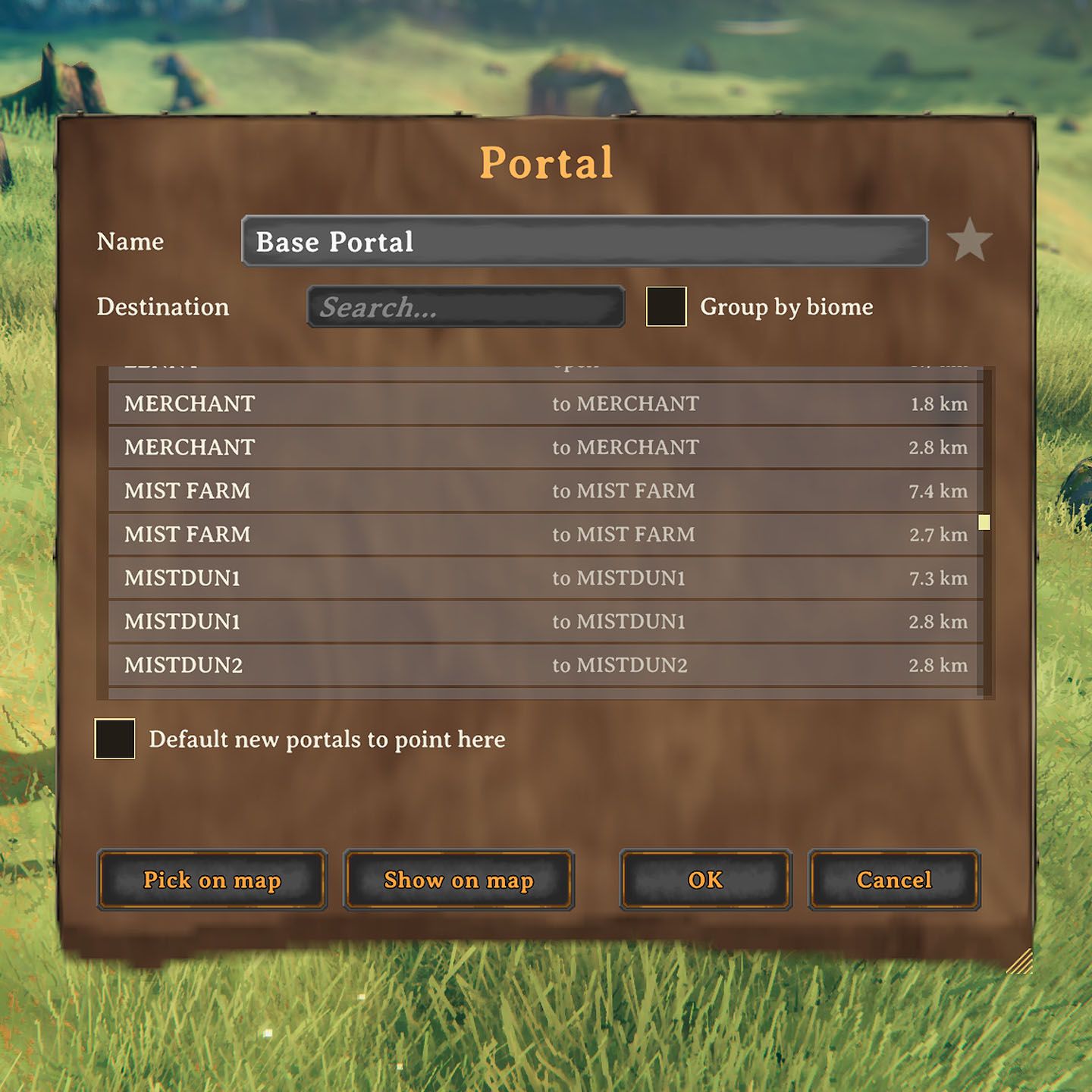 Valheim mod - A singular portal hub listing every portal in the Seed.