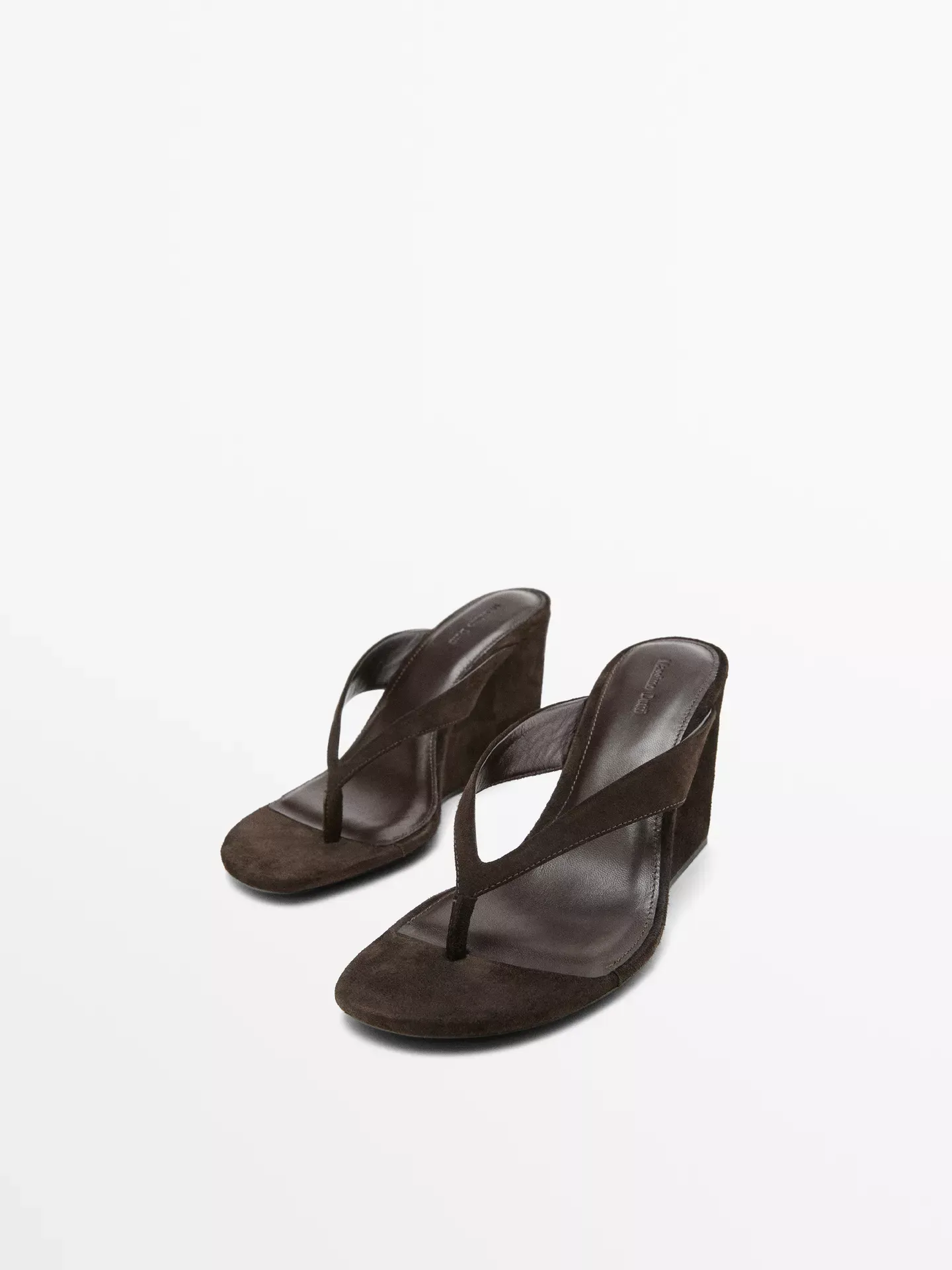 Massimo Dutti, Split Leather High-Heel Wedge Sandals
