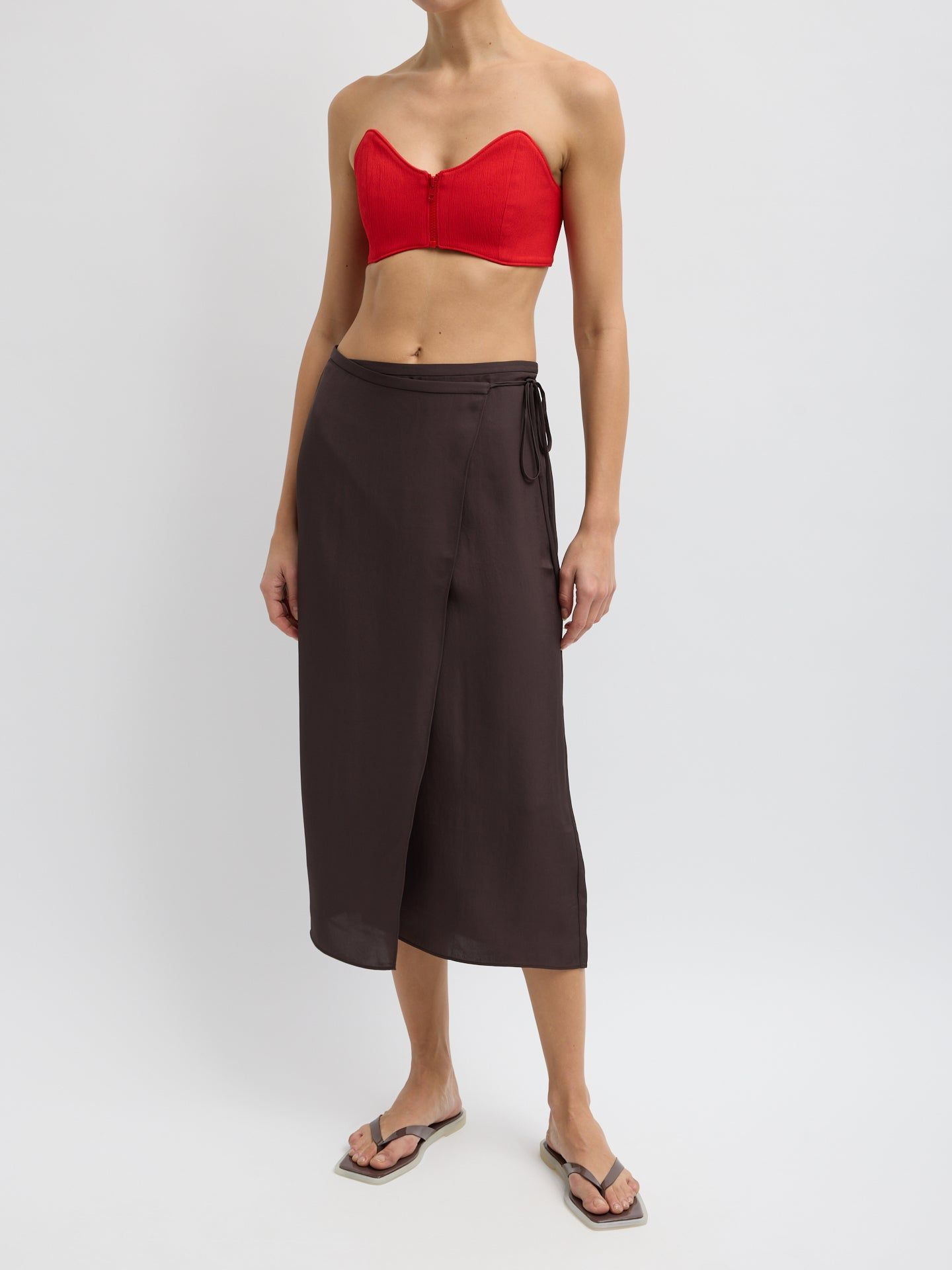 Summer Slip Wrap Skirt - Chocolate Brown / 00 / U126sp5384