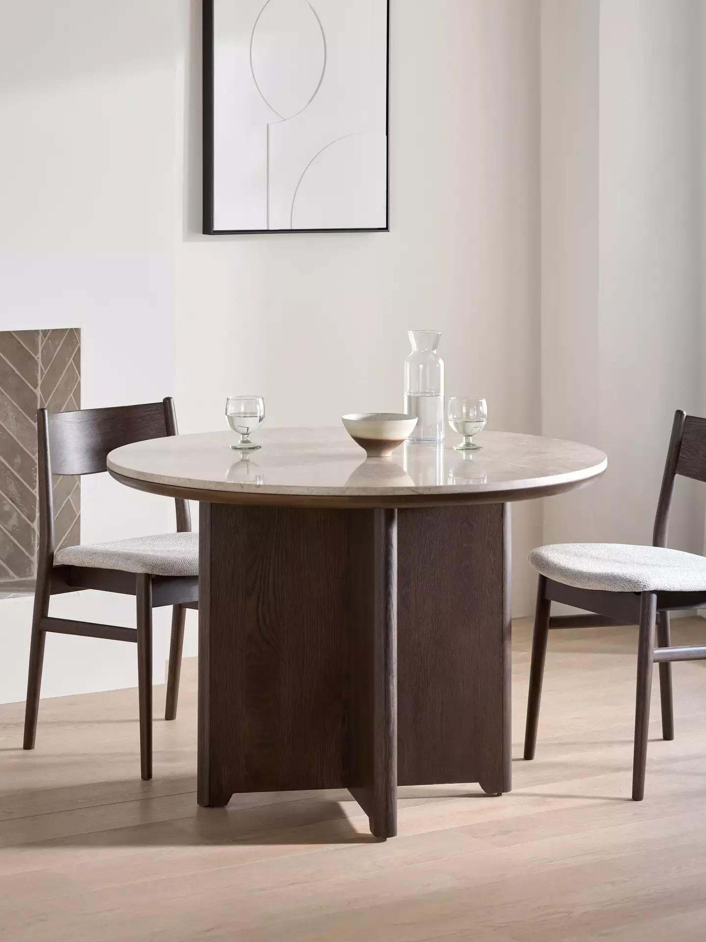John Lewis, Ritz Marble Dining Table, Brown, Brown