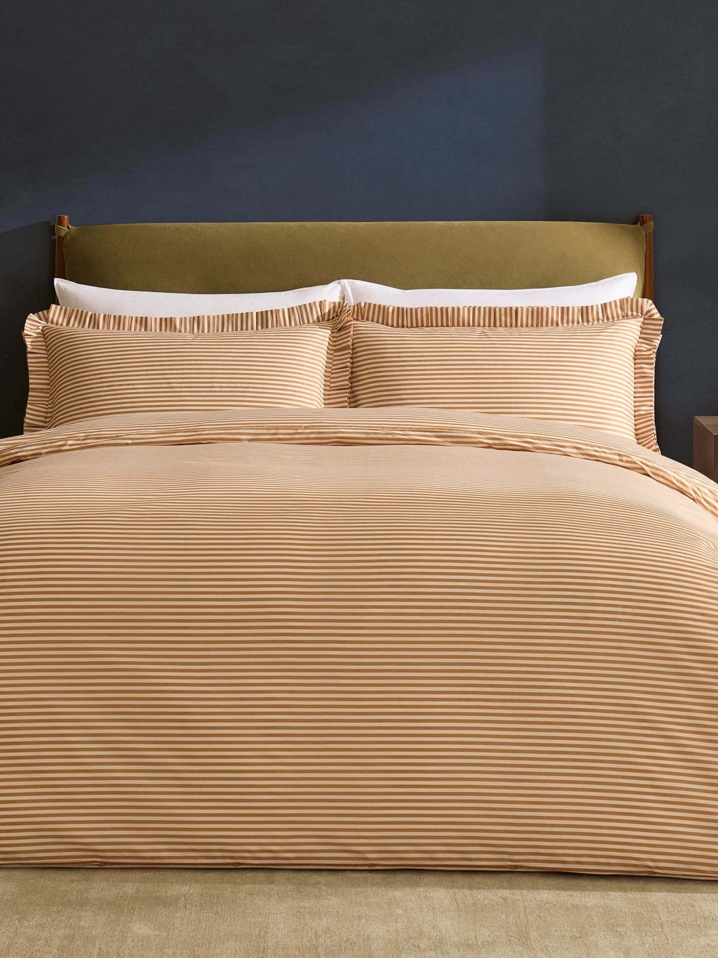 Retro Stripe 100% Cotton Duvet Covet & Pillowcase Set - Mustard