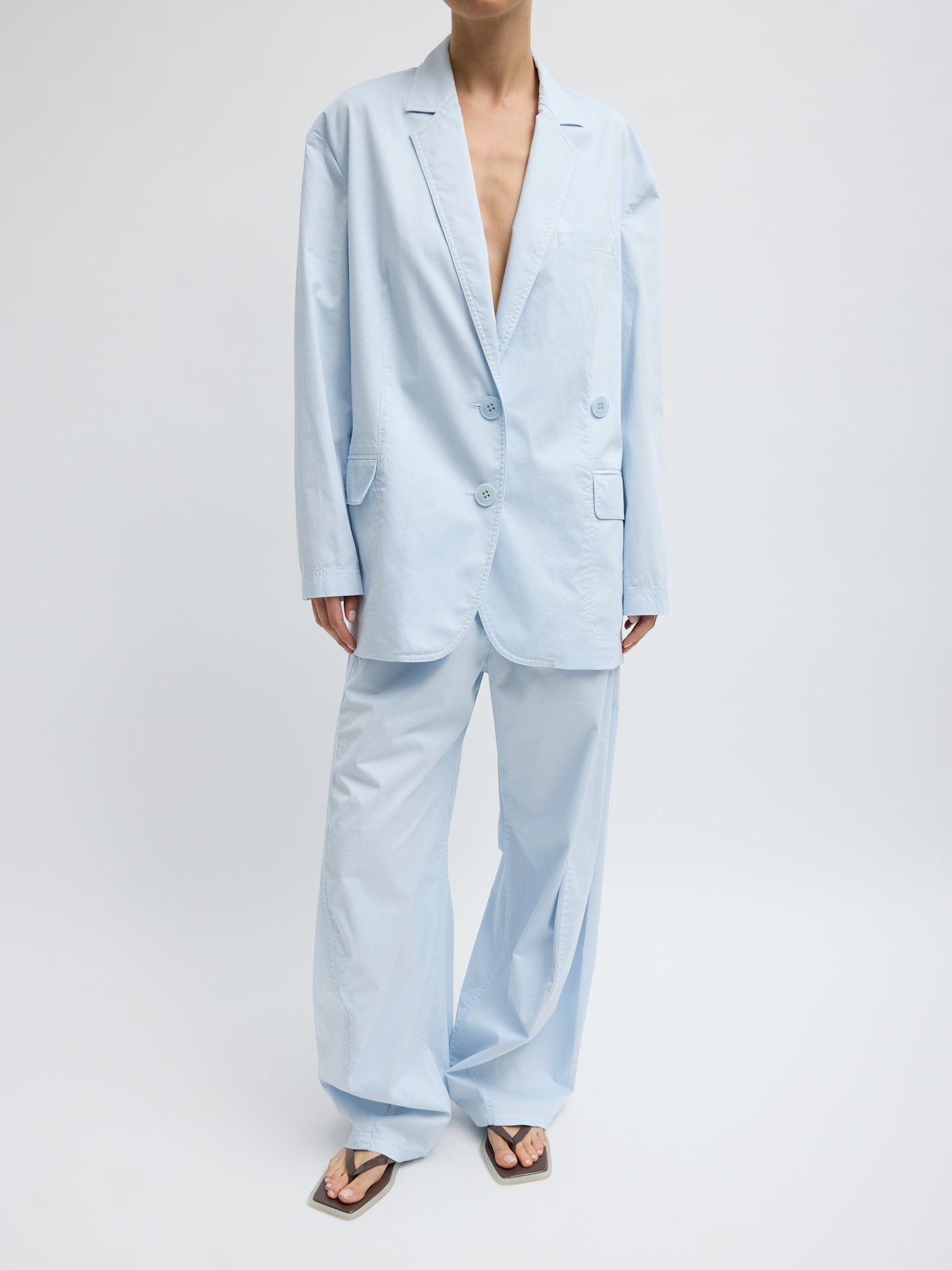 Garment Dyed Silky Cotton Liam Blazer - Pale Blue / Xxs / U126gc8237