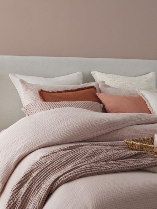 Santorini Muslin Duvet Cover & Pillowcase Set - Blush Pink