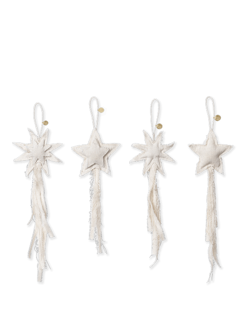 Vela Star Ornaments - Set of 4 - Natural