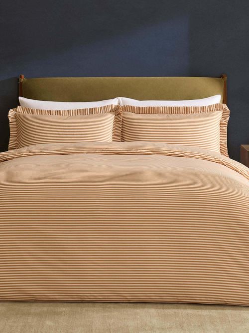 Retro Stripe 100% Cotton Duvet Covet & Pillowcase Set - Mustard
