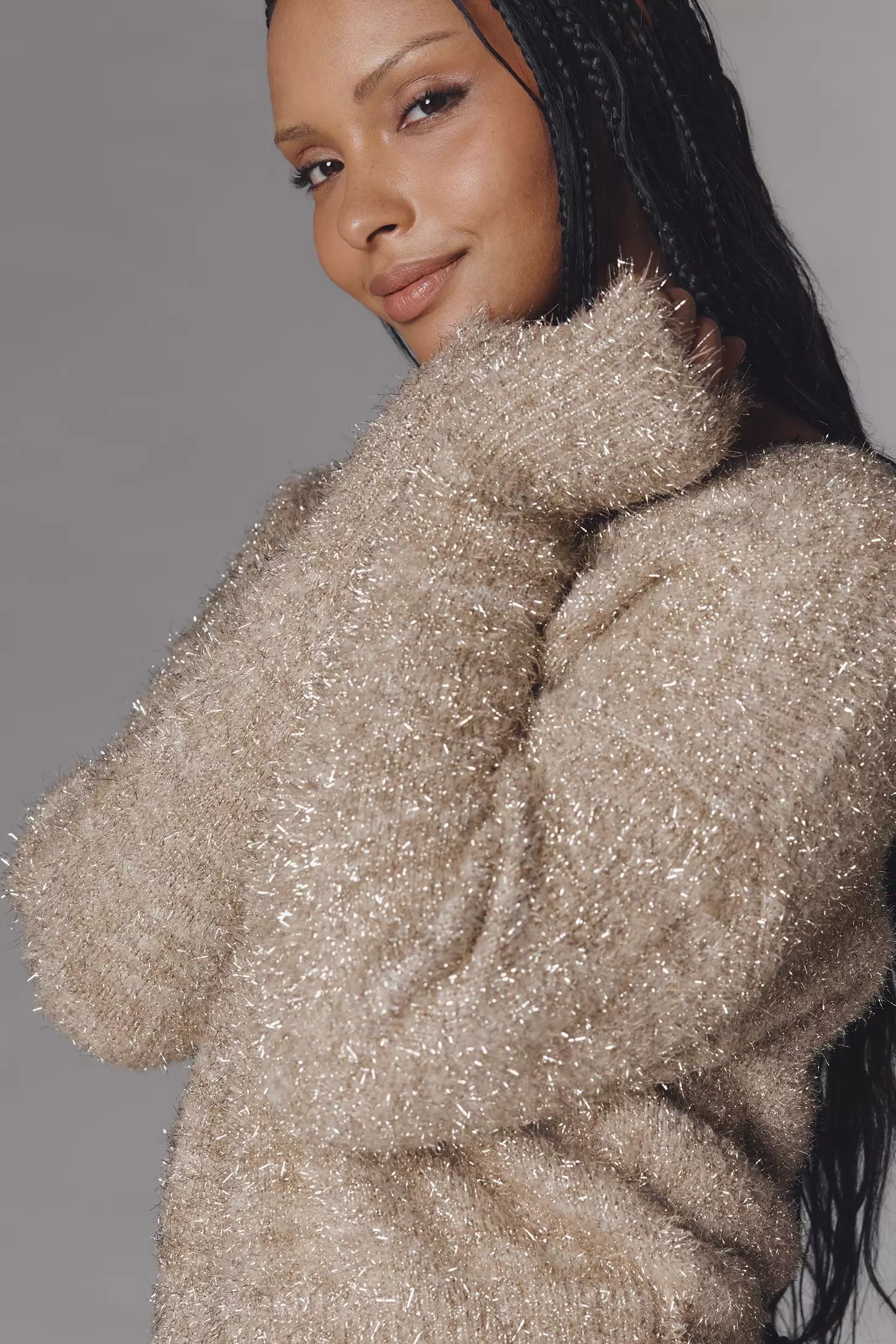 By Anthropologie Long-Sleeve Boatneck Tinsel Sweater