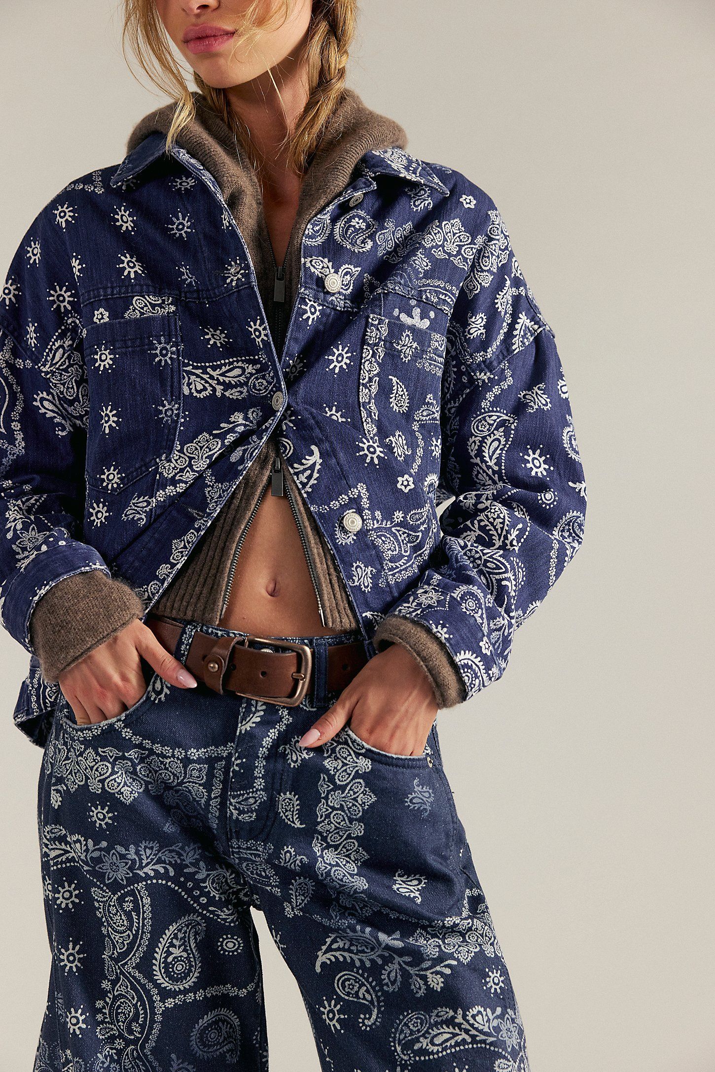 We The Free Opal Swing Printed Denim Jacket