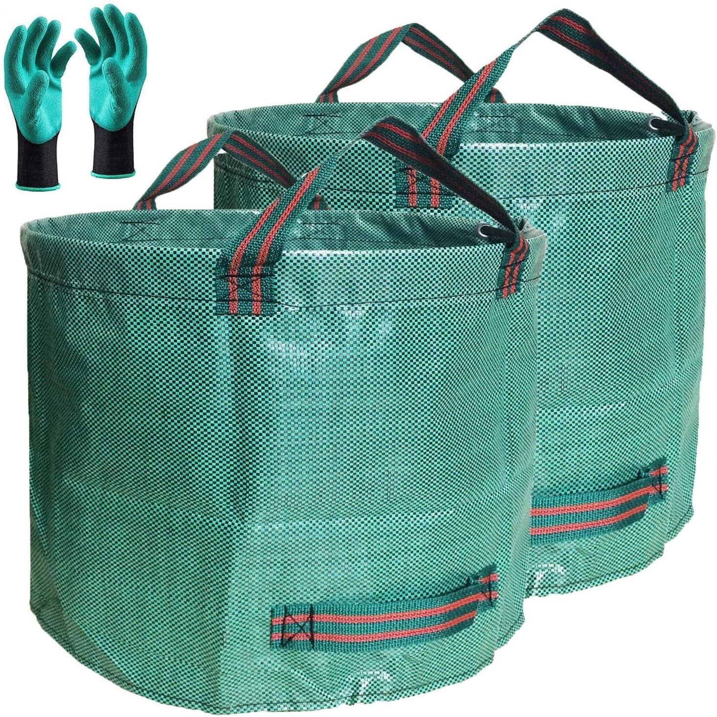 Standard 2-Pack 16 Gallon Yard Lawn Garden Bags (d18, H15 Inch) W/gardening Gloves for Yard Waste Bags,patio Debris Container,camping Trash Bin,recycling Bag,laundry Bin,lawn Weeds,leaf Bag 4 Handles