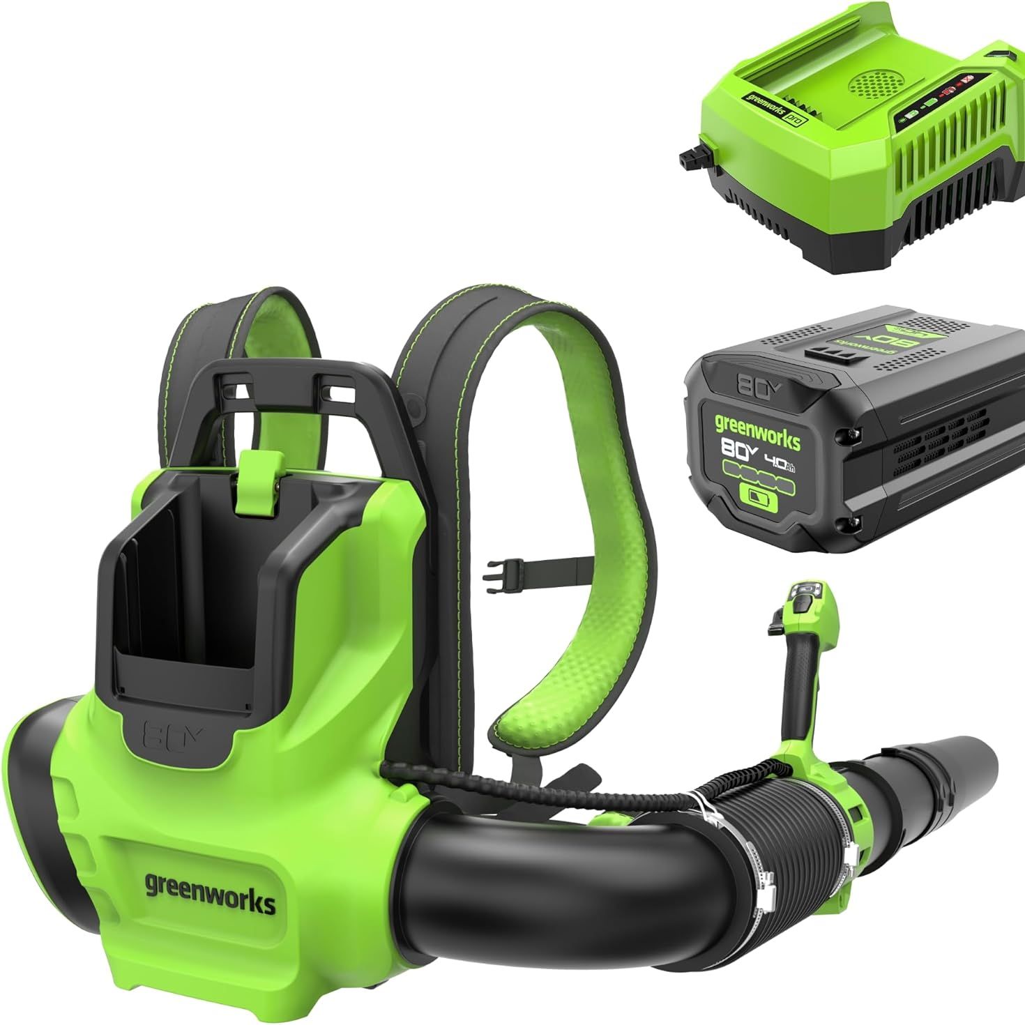 Greenworks 80v (750 Cfm) Backpack Blower, 4.0ah Battery and 4a Charger