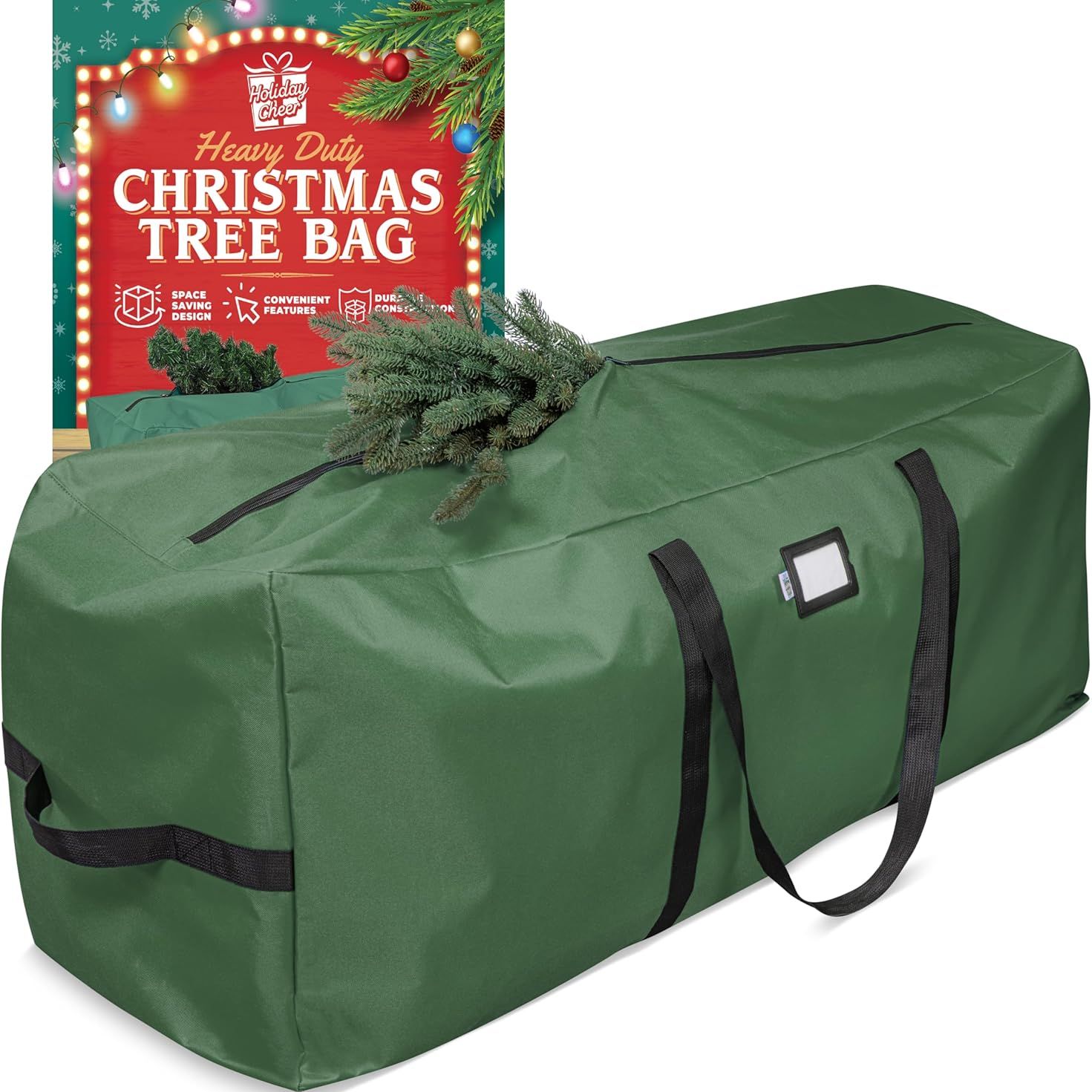 Holiday Cheer Christmas Tree Storage Bag &amp;ndash; Heavy Duty Christmas Tree Bag Fits Up to 7.5ft Tall Artificial Christmas Tree, Waterproof With Durable Handles &amp;amp; Zipper &amp;ndash; Xmas Tree Storage Bag (green)