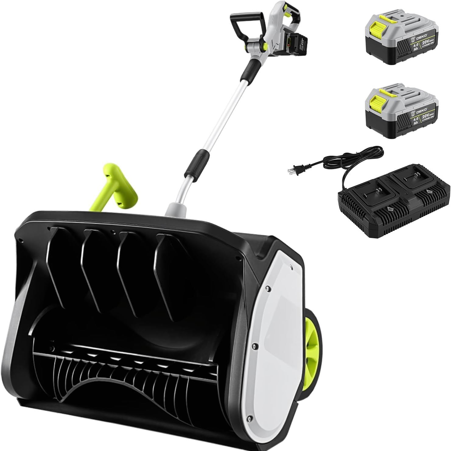 Cordless Snow Shovel: Dekopro 40v|17-Inch Cordless Snow Blower&amp;#65292;electric Snow Shove With Adjustable Chute, Lightweight Electric Snow Blower for Sidewalks &amp;amp; Stairs (2&amp;times;20v Batteries)