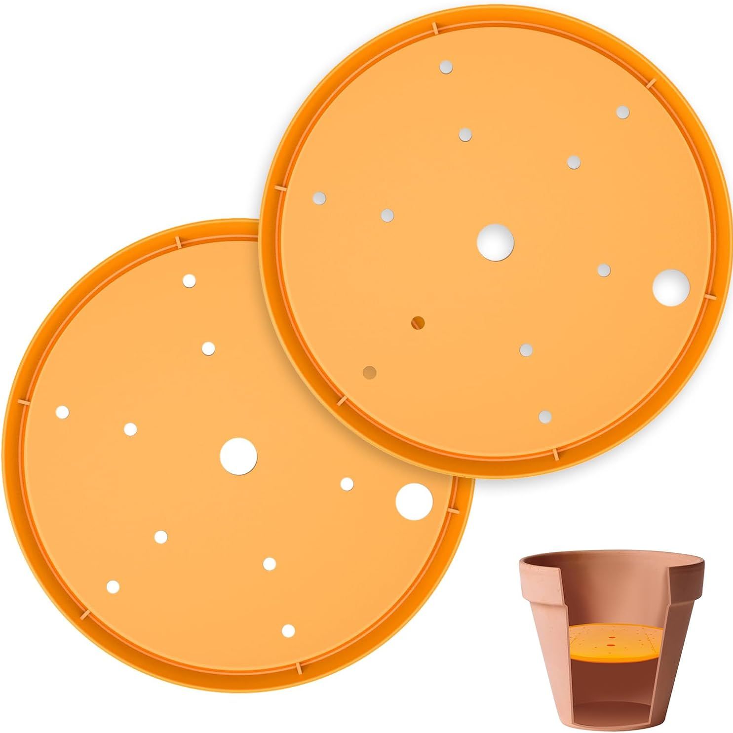 Lettry 2pcs Planter Inserts for Large Pots, 10&quot; Round Plastic Planter Insert With Drainage Holes for Place Inside Planters to Use Less Potting Soil for Tall Flower Pots Plant Containers (10inch)