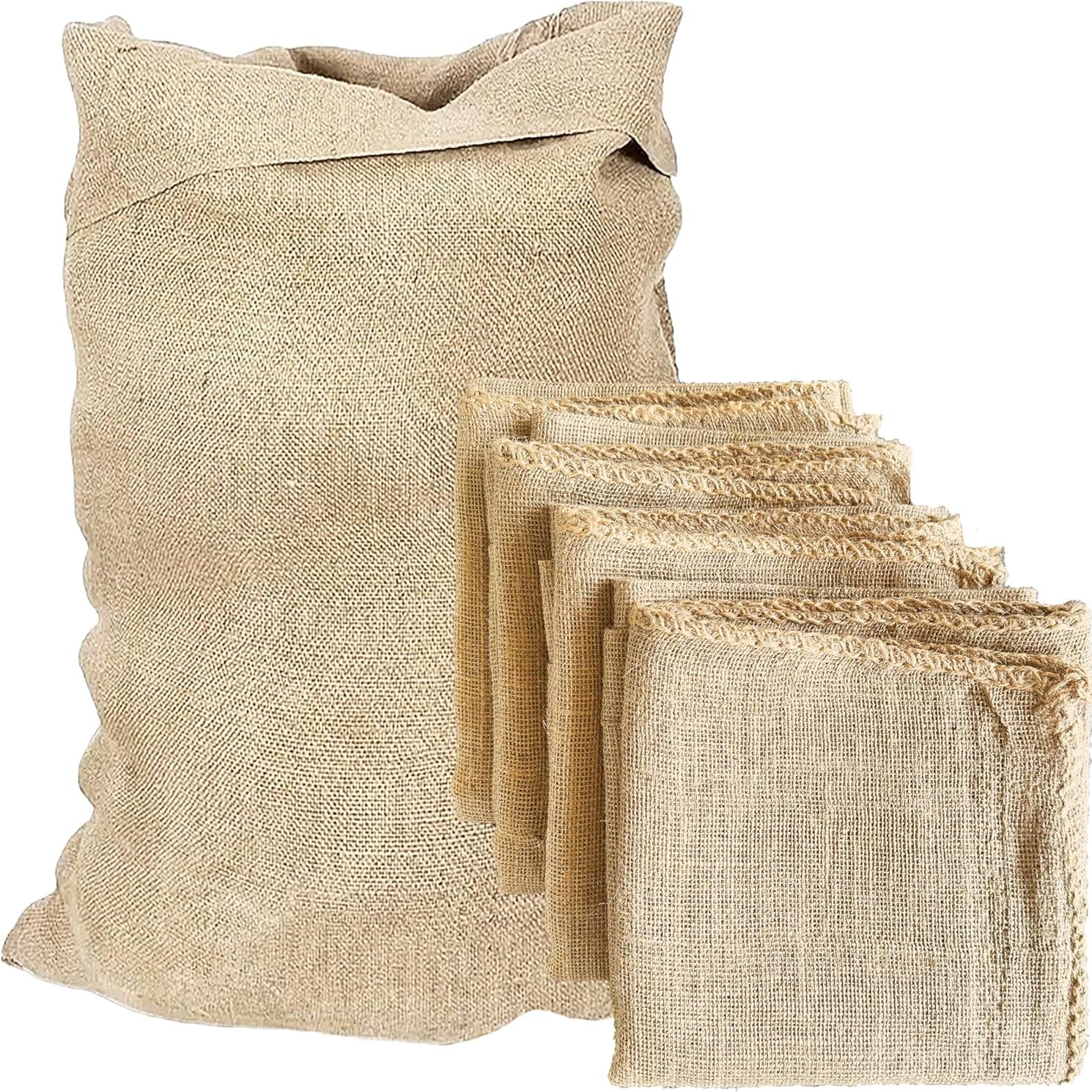 B53 Pack of 4 23&quot; X 40&quot; Burlap Bags - Multipurpose Reusable Burlap Sack for Vegetables and Gardening, Onion Storage, Potato Sack Race Bags for Outdoors