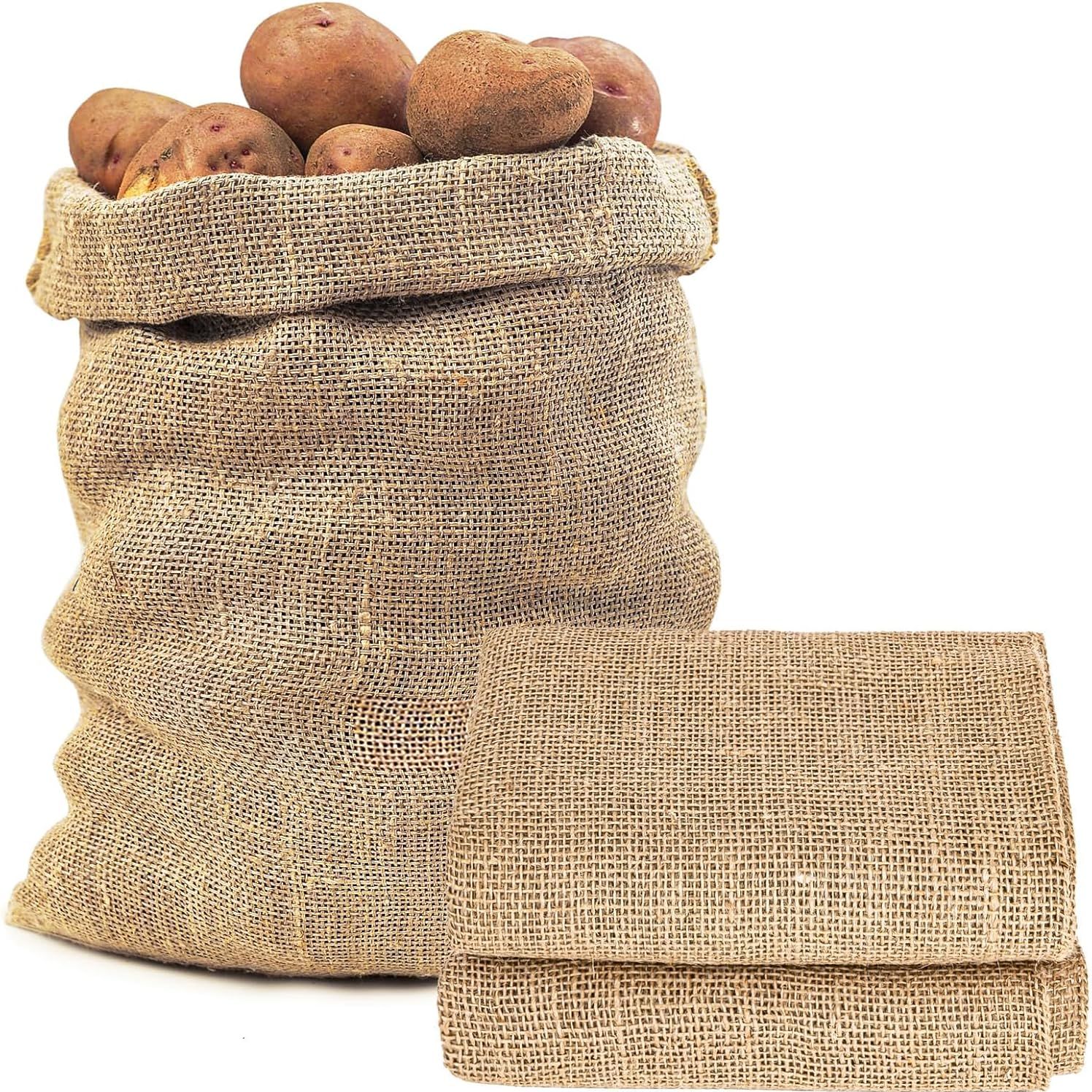 Maqihan 2 Pcs Burlap Sack - 18.5" X 27.5" Burlap Bags for Plants High Density Natural Jute Bag of Potatoes Plant Grow Bags With Rope Potato Sacks Race Bags Potato Storage,multipurpose