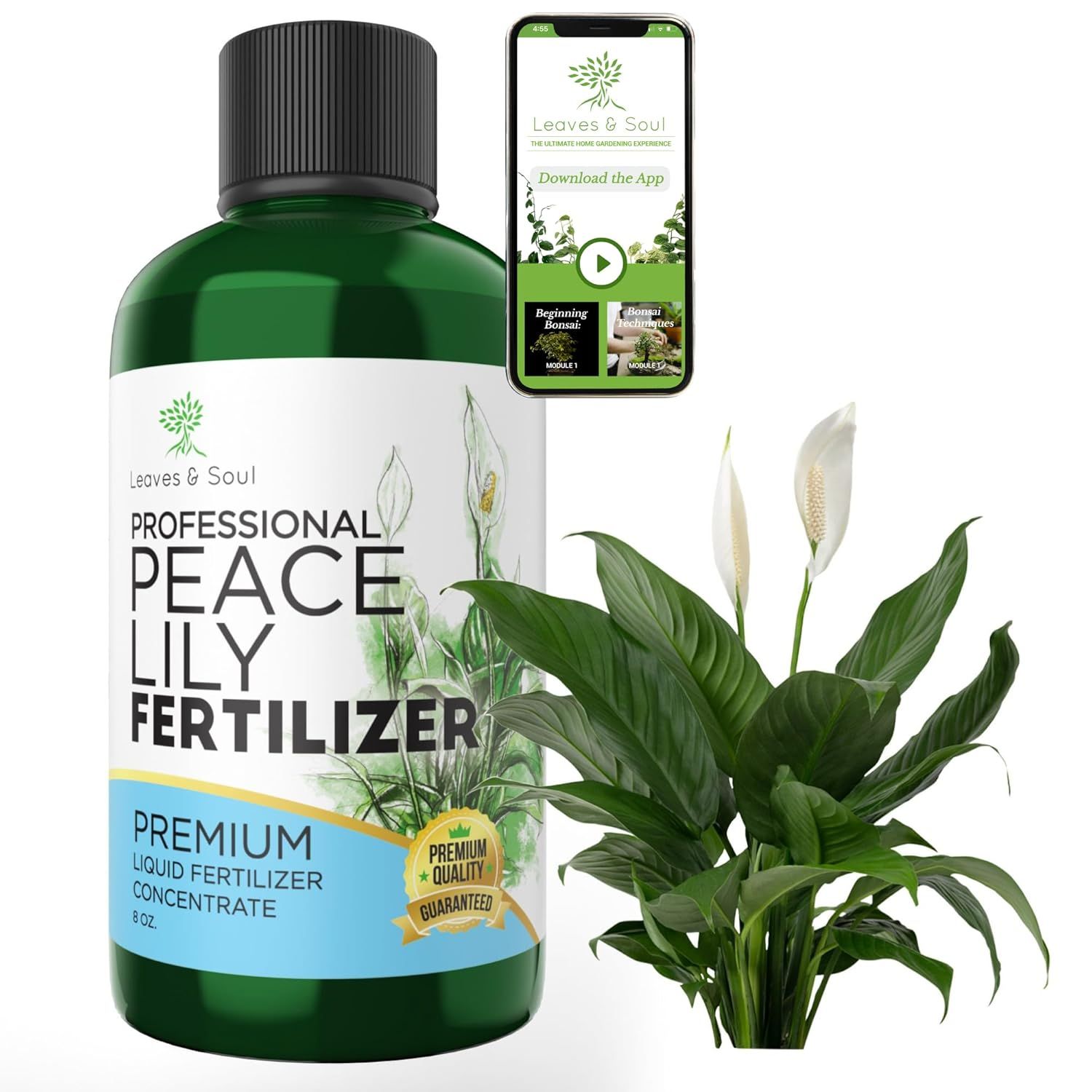 Professional Liquid Peace Lily Plant Fertilizer | 3-1-2 Concentrate for Plants and Flowers | Multi-Purpose Blend &amp;amp; Gardening Supplies | 8 Oz Bottle