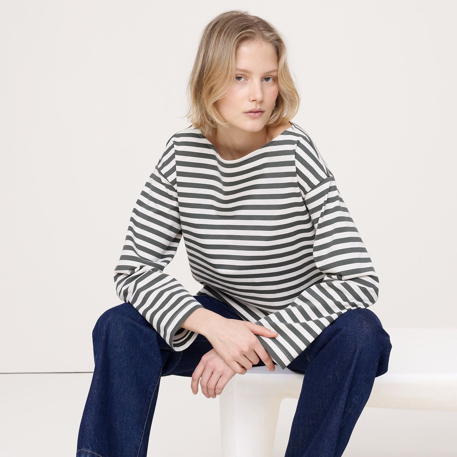 Relaxed Cotton Boat-Neck Top