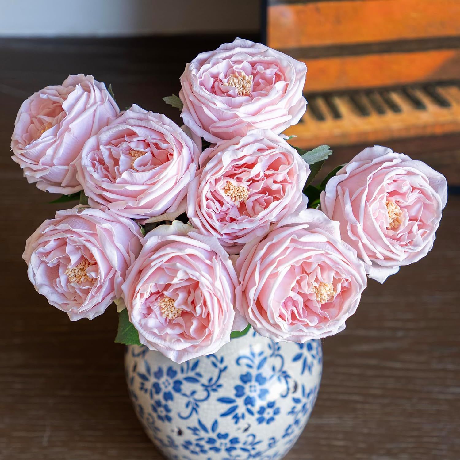 Duyone Fake Flowers for Decoration Home Decor Real Touch Artificial Flowers Austin Rose Peony Latex Fake Flower Living Room Decoration Vivid Pink Roses Peonies (light Pink 4pcs)