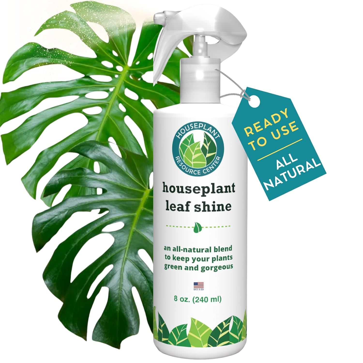 Houseplant Leaf Shine Spray &amp;ndash; All-Natural Leaf Cleaner and Gloss for Healthy Shine &amp;amp; Better Photosynthesis | Perfect for House Plants and Foliage | 8 Oz