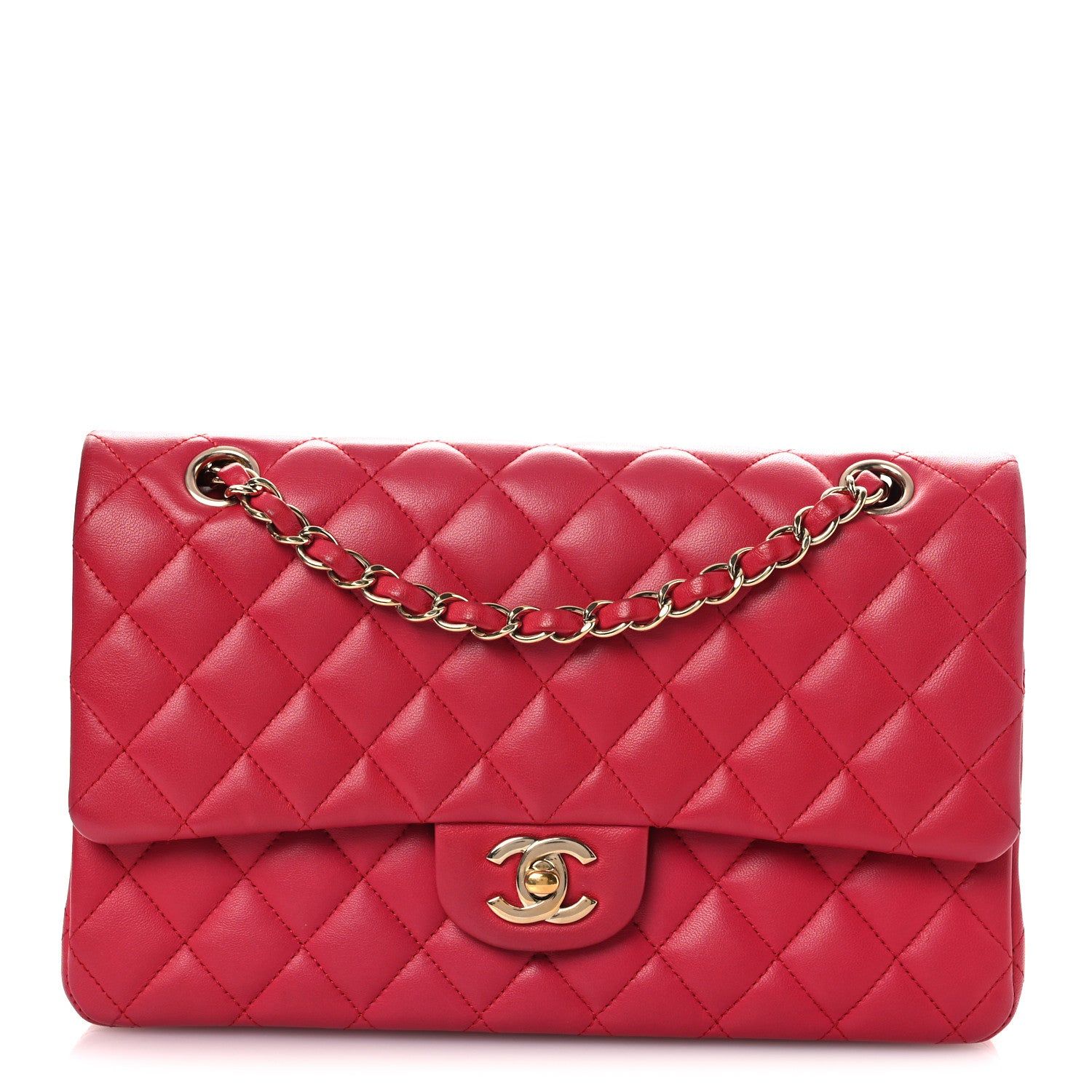 Chanel Lambskin Quilted Medium Double Flap Red