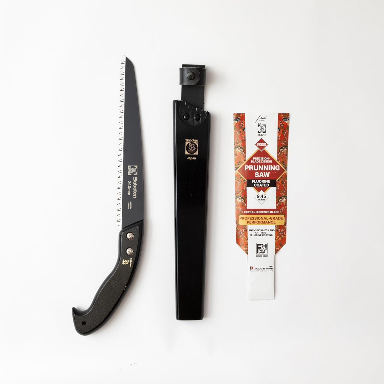 Saboten Japan 9.4" Japanese Pruning Saw &amp;ndash; Fluorine-Coated High-Carbon Steel Blade, Traditional Wooden Handle, Precision Pull Cut Tool for Branches &amp;ndash; Forest Originals, Made in Japan