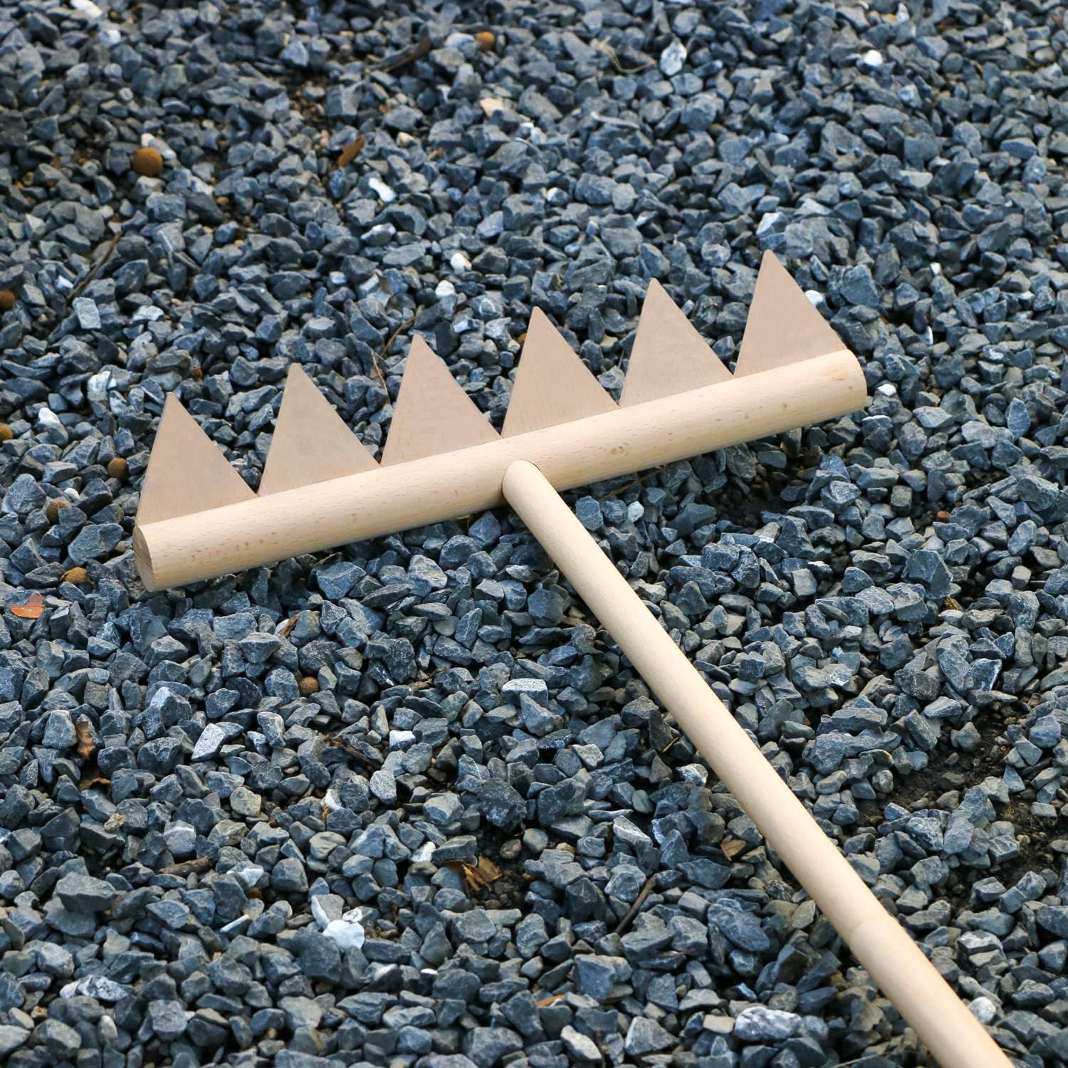 Large Zen Garden Rake Tool - 48" L 6 Tine Saw Tooth Outdoor Japanese Garden Rakes Full Size Diy Meditation Rock Sand Garden Zen Wooden Rake Accessories Tress Relief Gifts for Adult