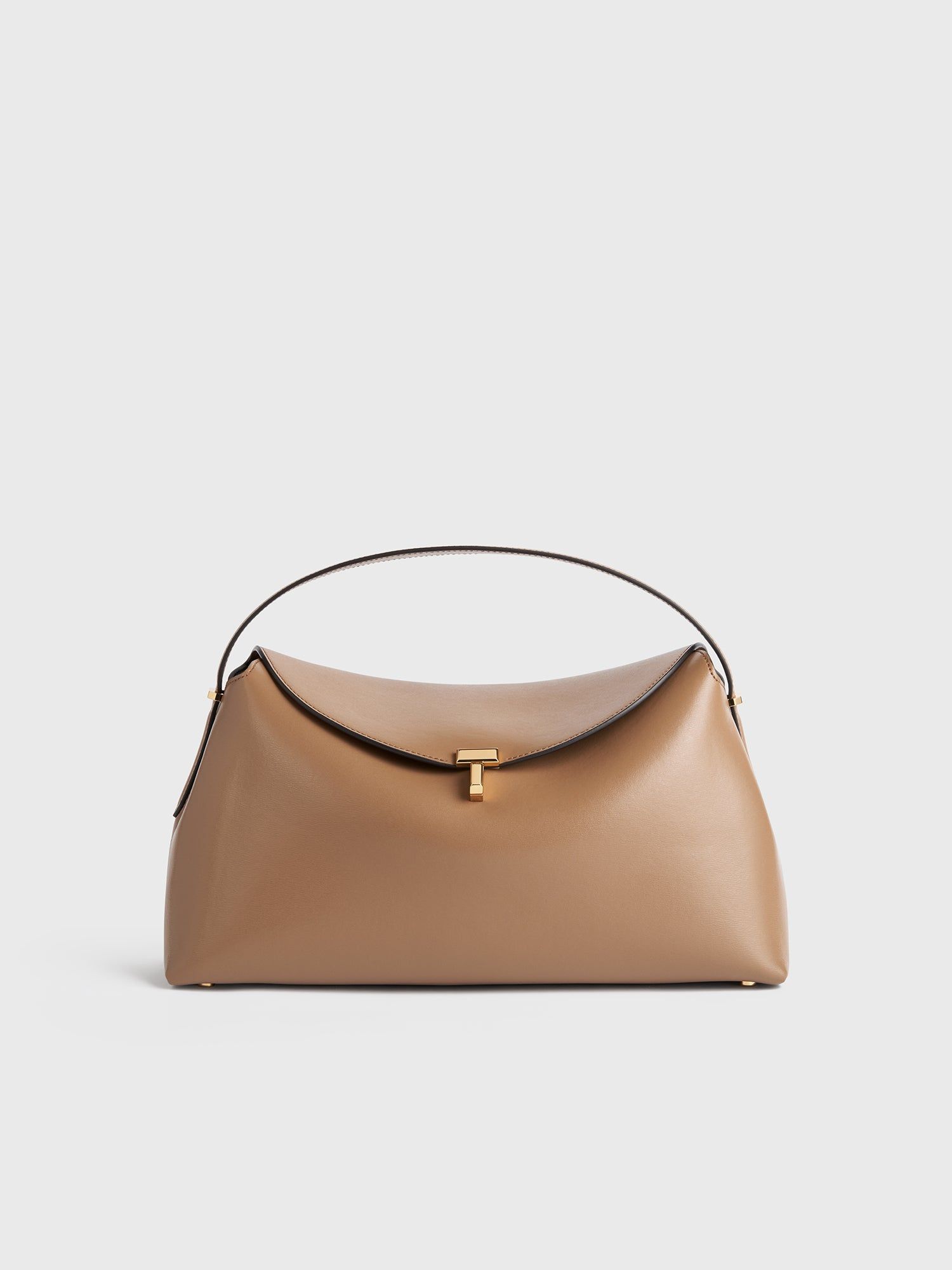 T-Lock Leather Top Handle Camel - One Size