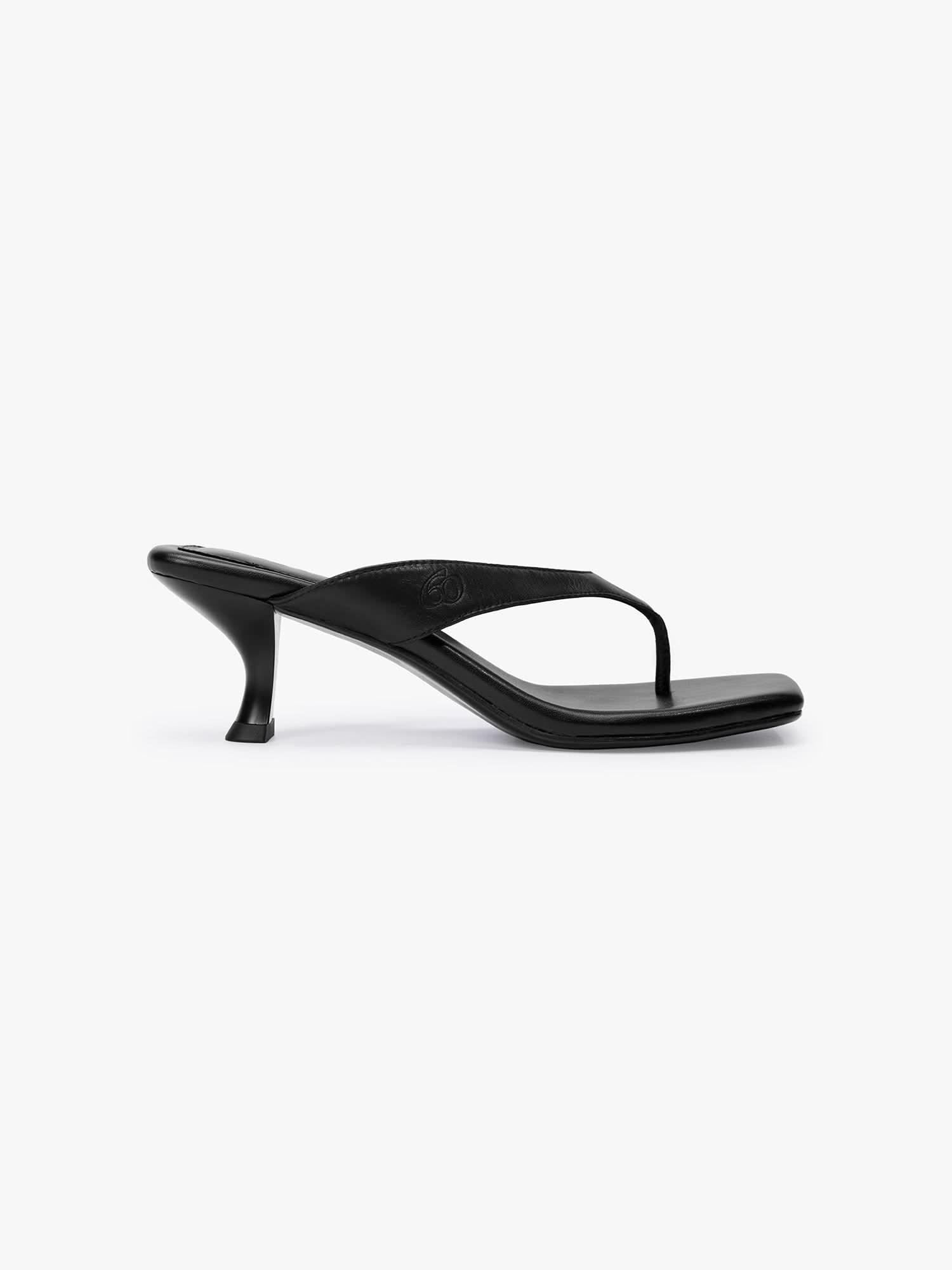 Leather Kitten Heel Shoes - Black / 35