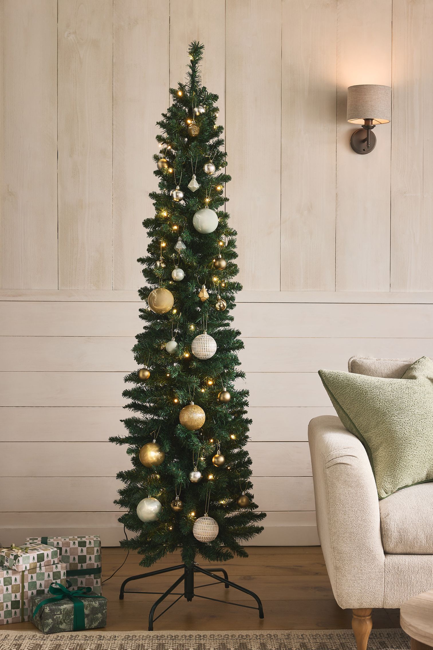 Green Forest Pine Pre Lit 6ft Slim Christmas Tree