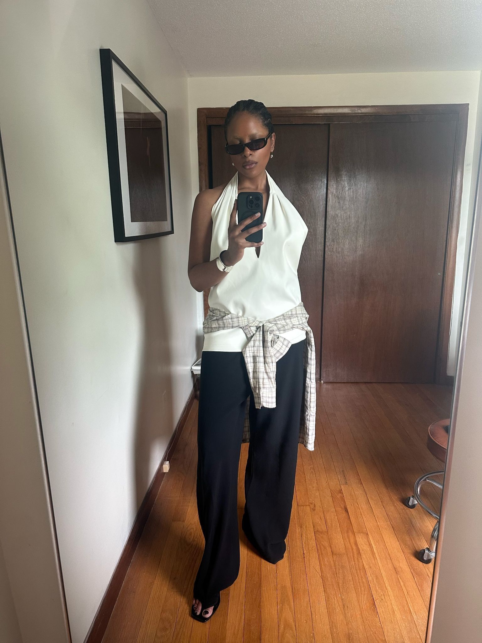 Maya Moore wears a shirt tied around her waist to add dimension to a simple outfit