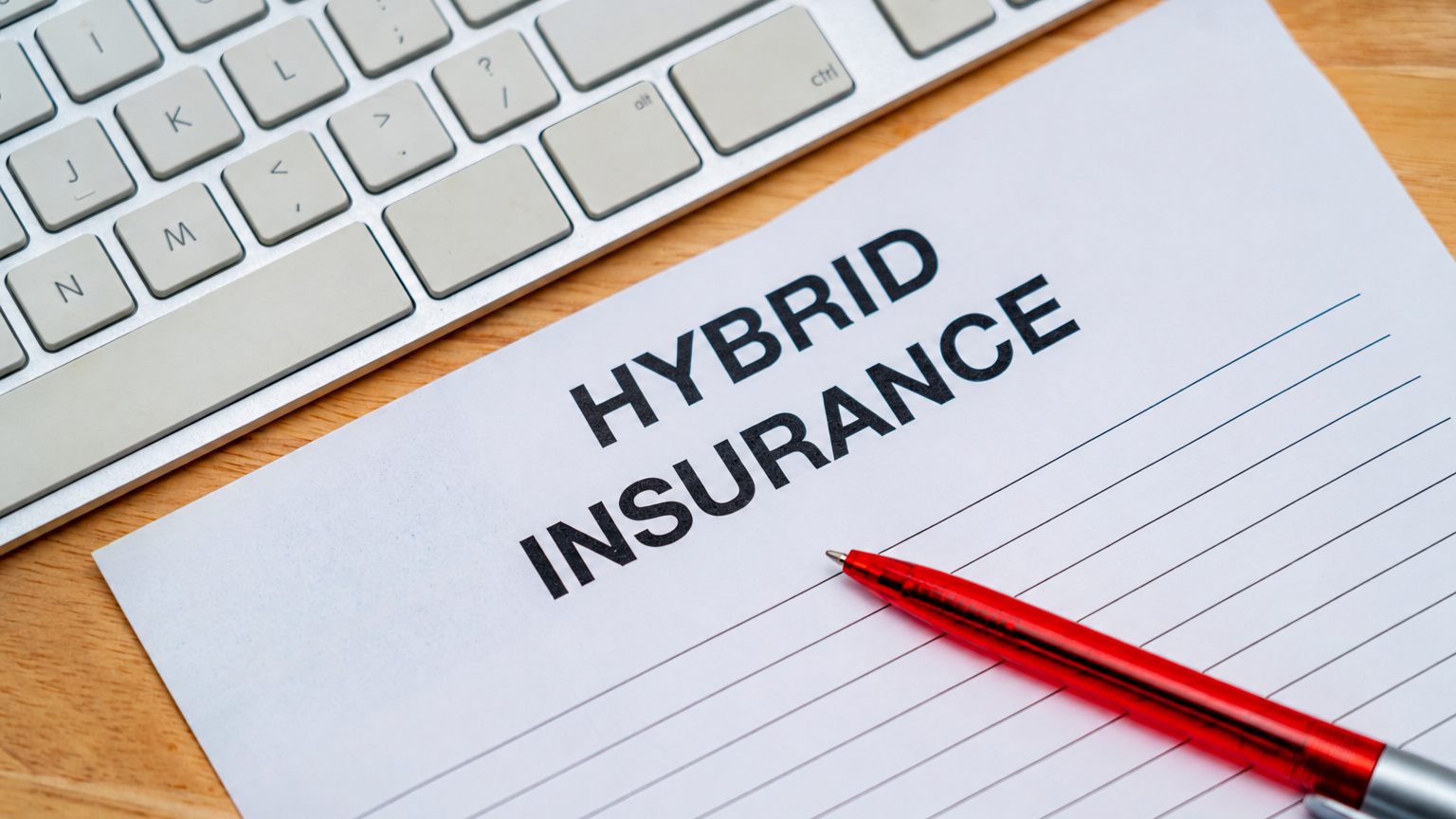 A paper on a desk with the title Hybrid Insurance